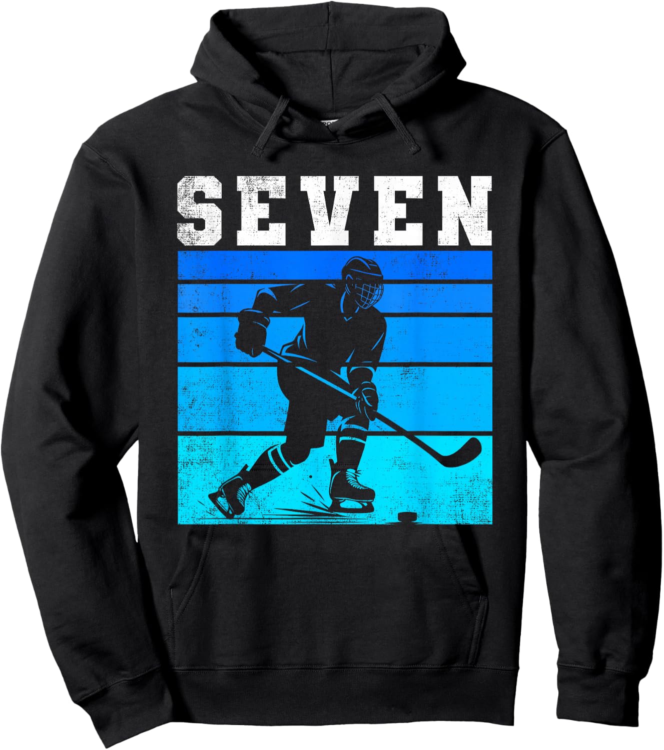 7th Birthday Ice Hockey Boys Seven Hockey Birthday Party Hoodie - Hoodie | Black