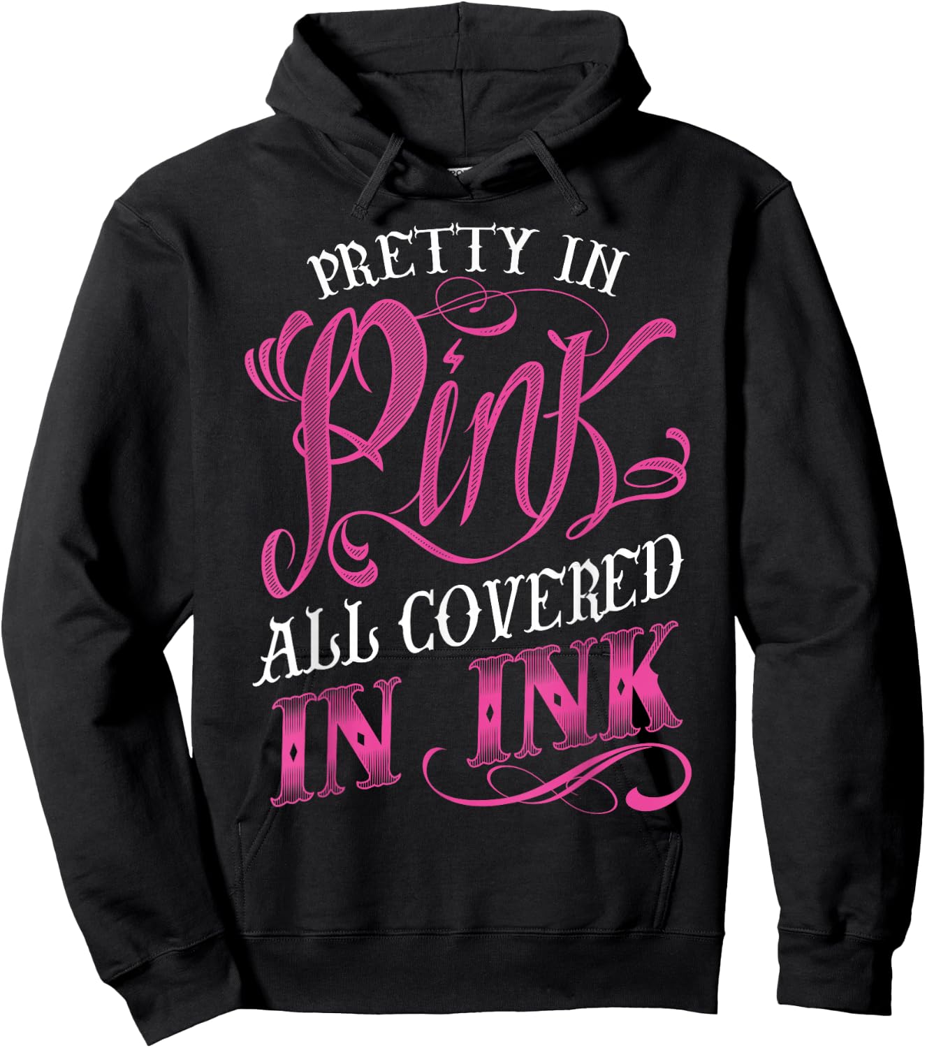 Tattooed Girl - Pretty in Pink covered in Pink Hoodie - Hoodie | Black