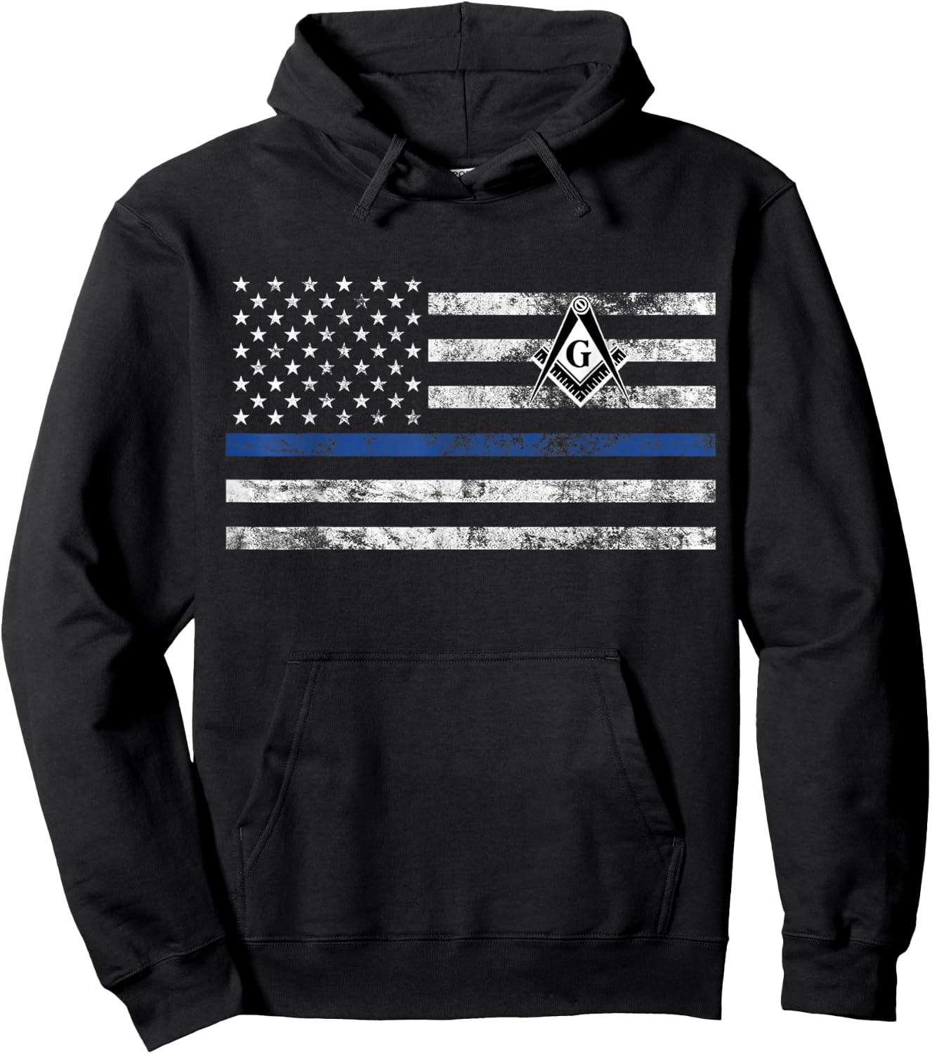 Masonic Police Thin Blue Line Flag Mason Hoodie - Hoodie | Black