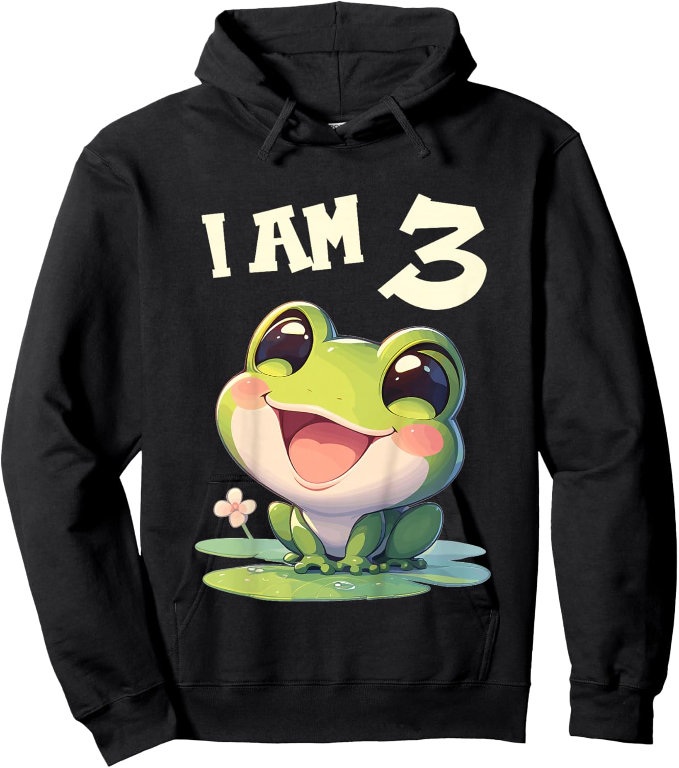 Kids 3 Years old 3 birthday Frogs Boy Girl Frog Hoodie - Hoodie | Black