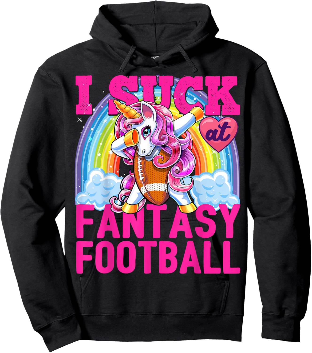I Suck at Fantasy Football Dabbing Unicorn Loser Men Gift Hoodie - Hoodie | Black
