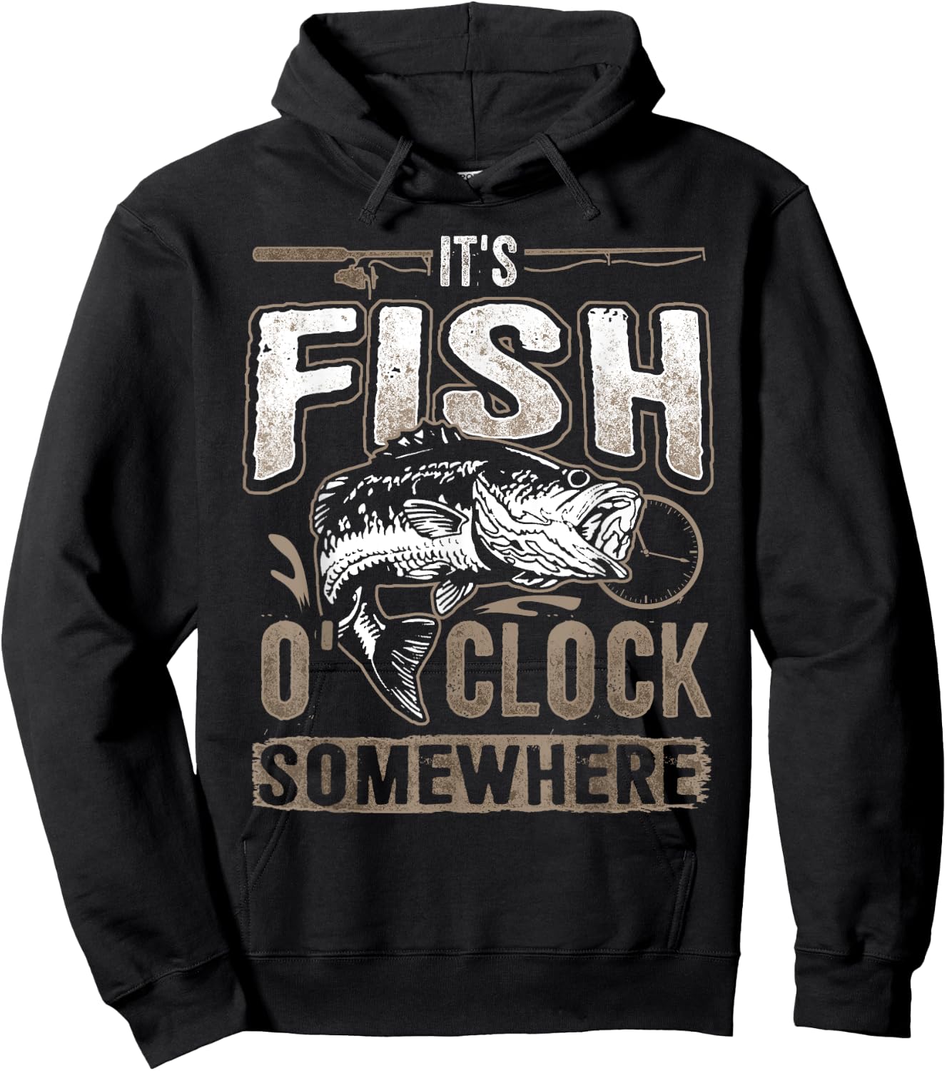 It's Fish O'clock Somewhere-Funny Fishing Hoodie - Hoodie | Black