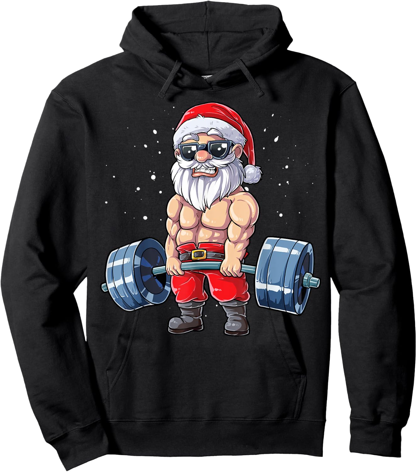 Santa Weightlifting Christmas Fitness Gym Deadlift Xmas Men Hoodie - Hoodie | Black