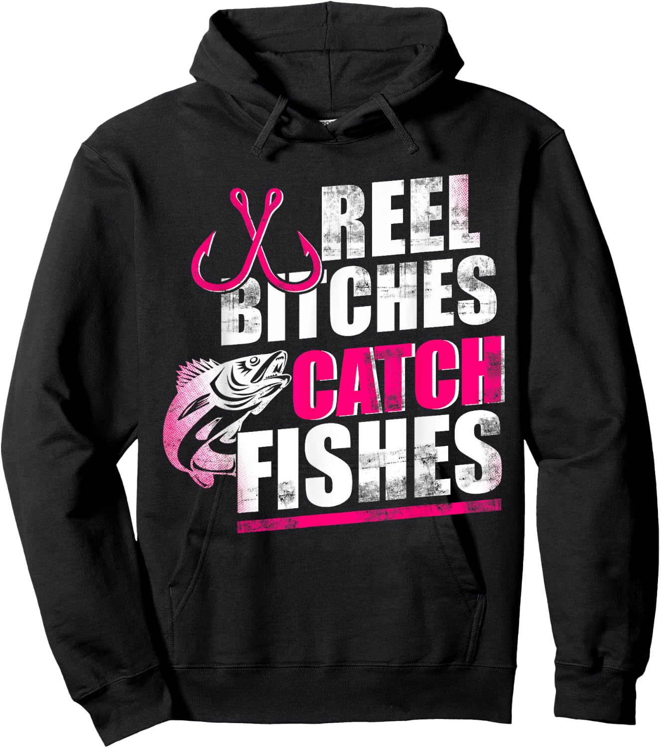 Reel Bitches Catch Fishes Funny Fishing Hoodie - Hoodie | Black