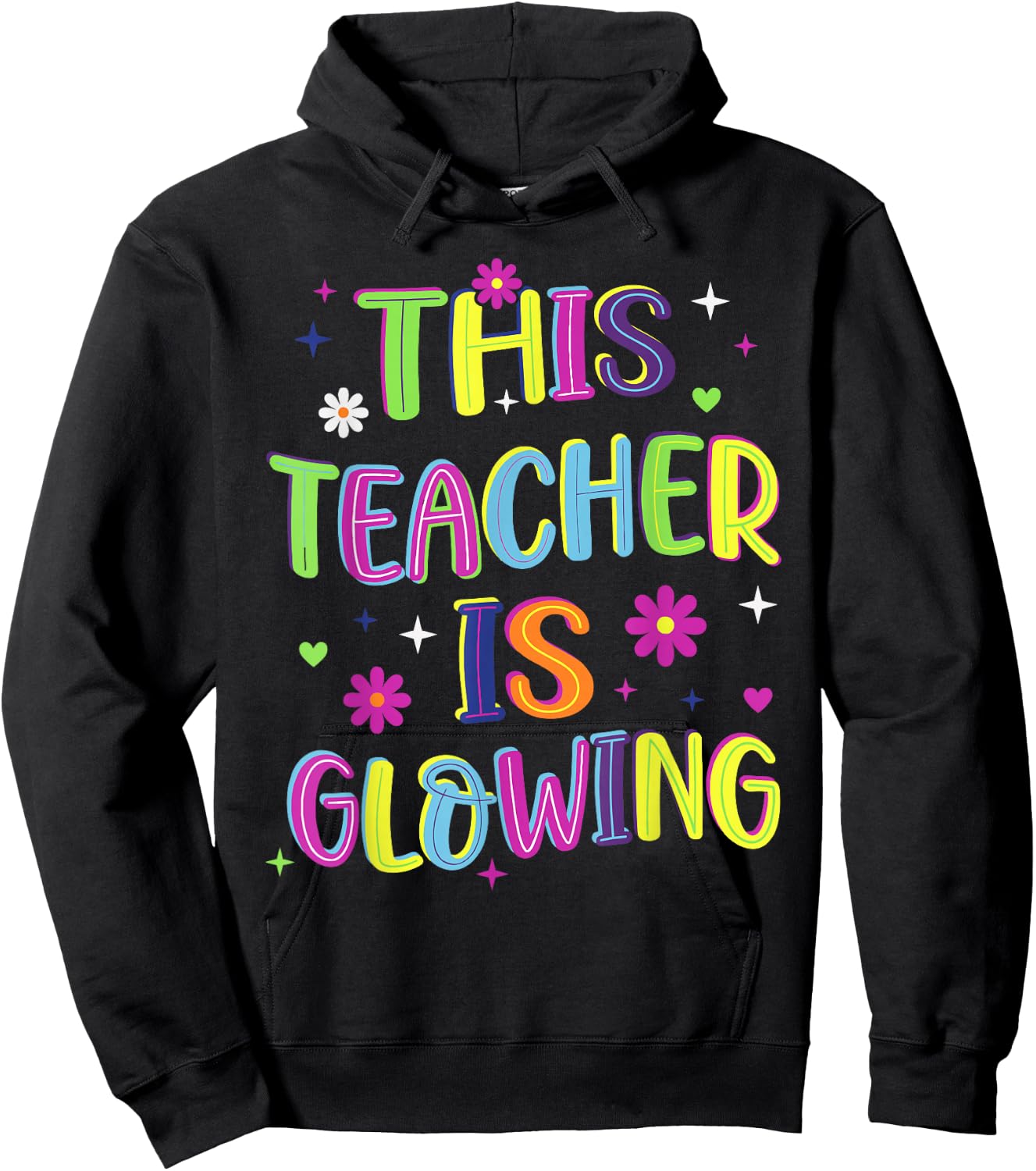 This Teacher is Glowing Funny Groovy Last Day of School Hoodie - Hoodie | Black