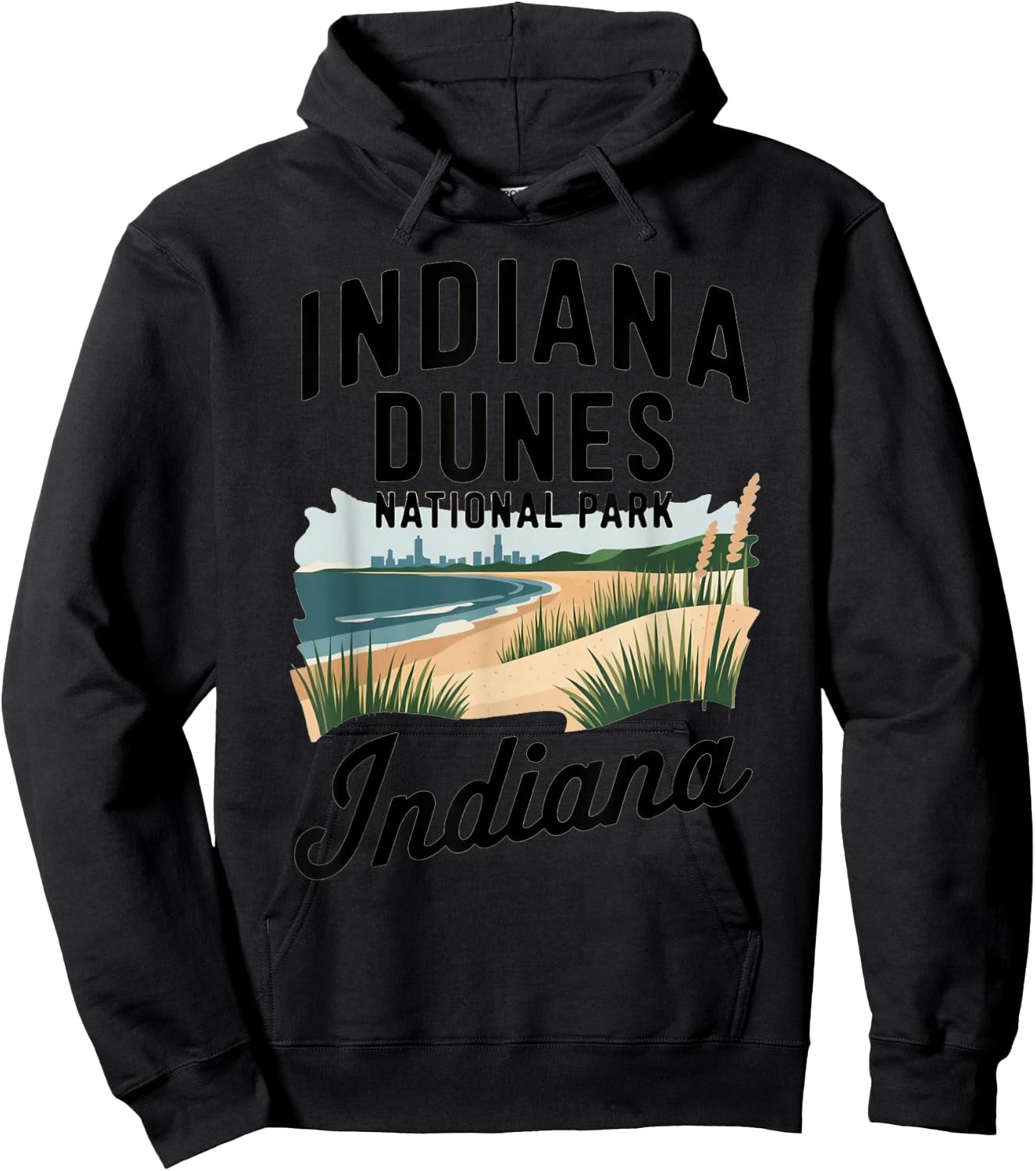 Indiana Dunes National Park Scenic Beach Hoodie - Hoodie | Black