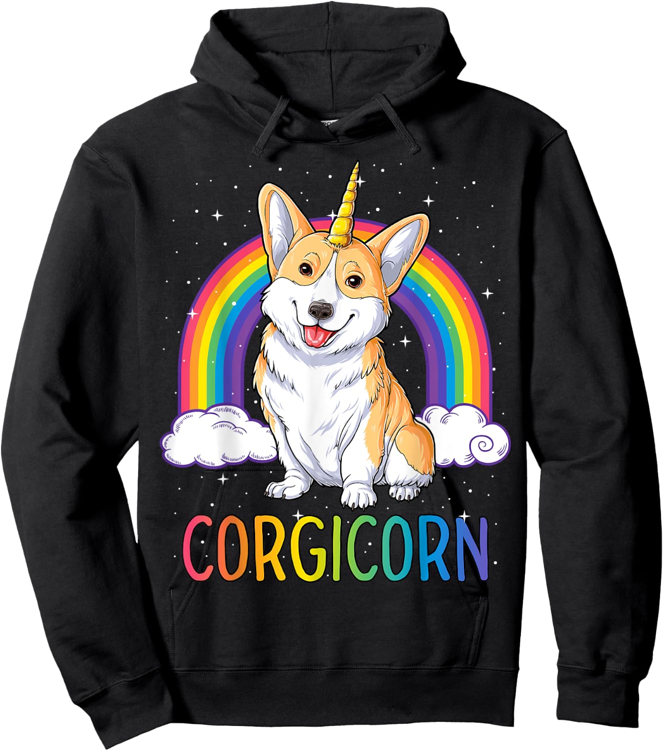 Corgicorn Corgi Unicorn T shirt Girls Space Galaxy Rainbow Hoodie - Hoodie | Black