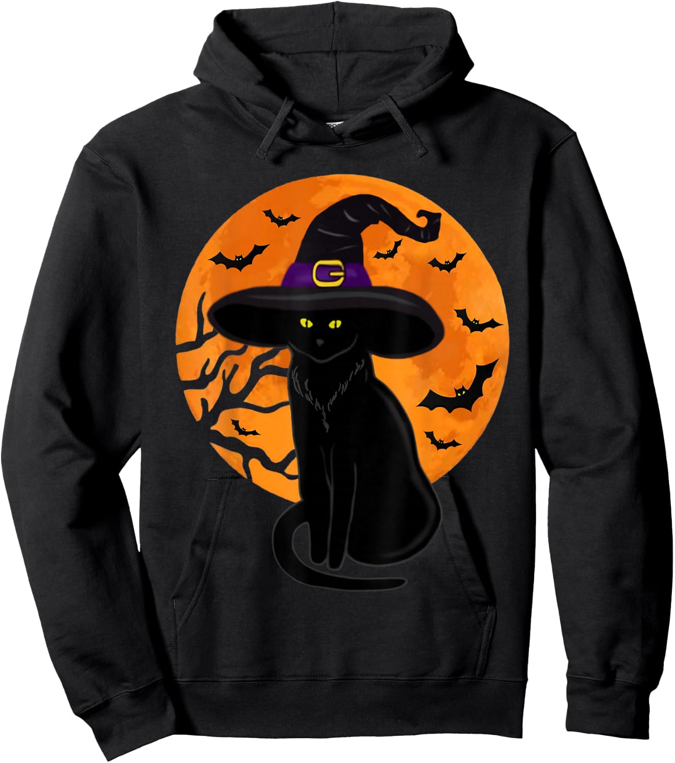 Retro Black Cat Halloween Pumpkin Costume Women Kids Girls Hoodie - Hoodie | Black