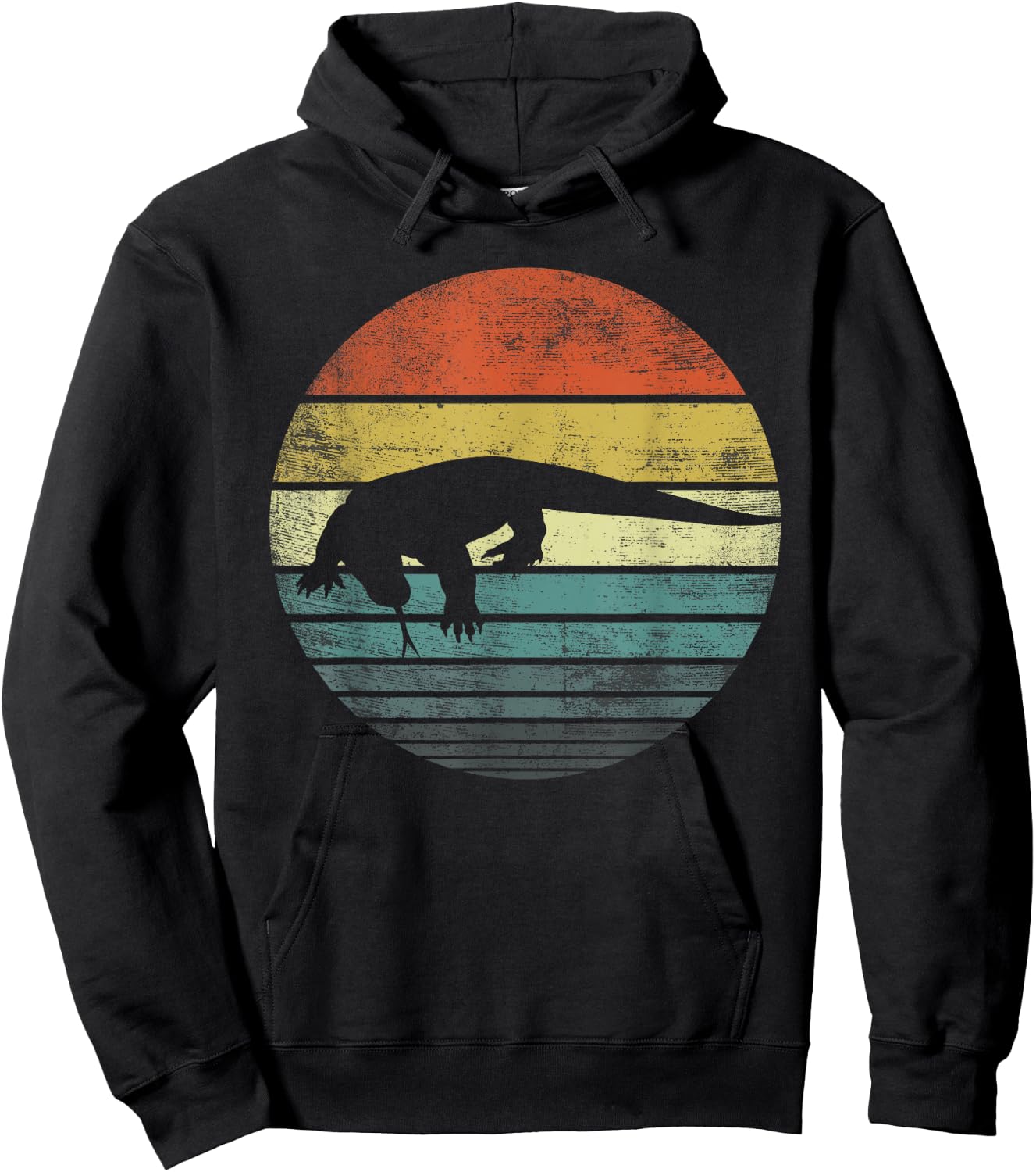 Komodo Dragon Lover Gift Retro Vintage Zoo Animal Silhouette Hoodie - Hoodie | Black