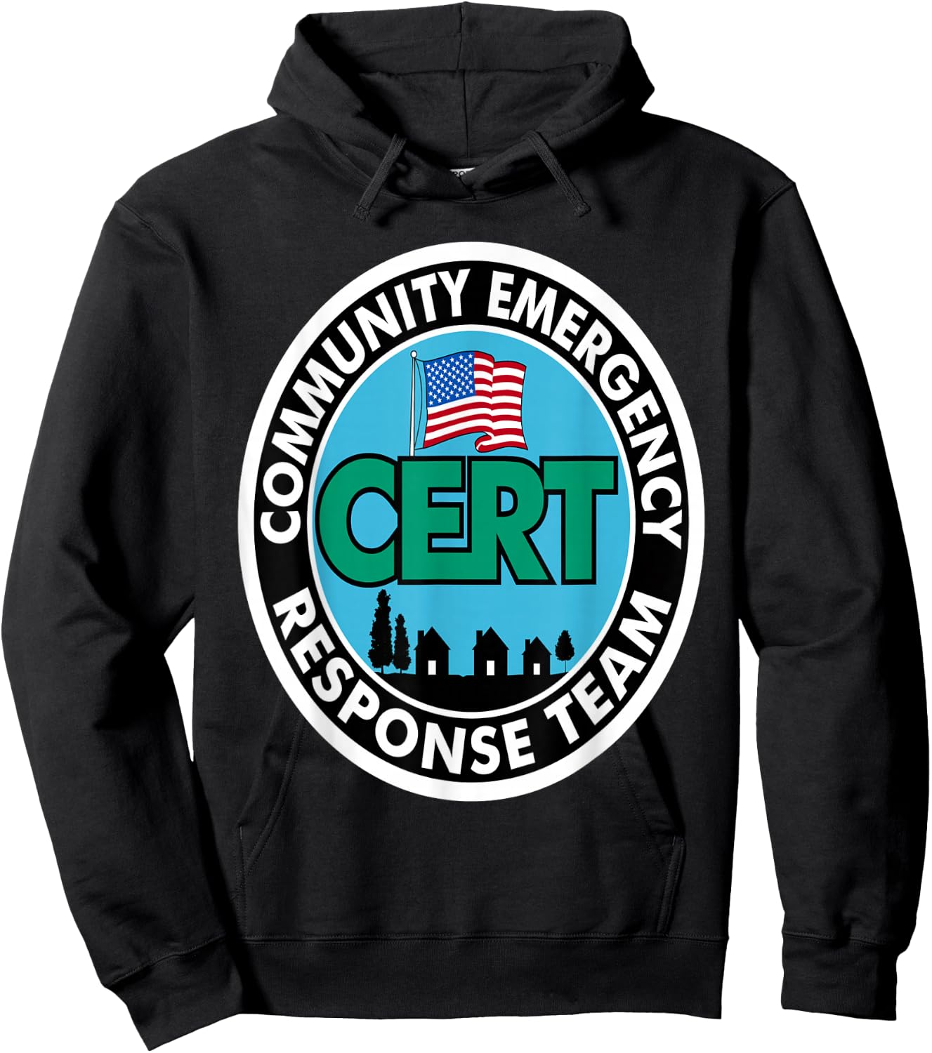 CERT Community Emergency Response Team White Front Print Hoodie - Hoodie | Black