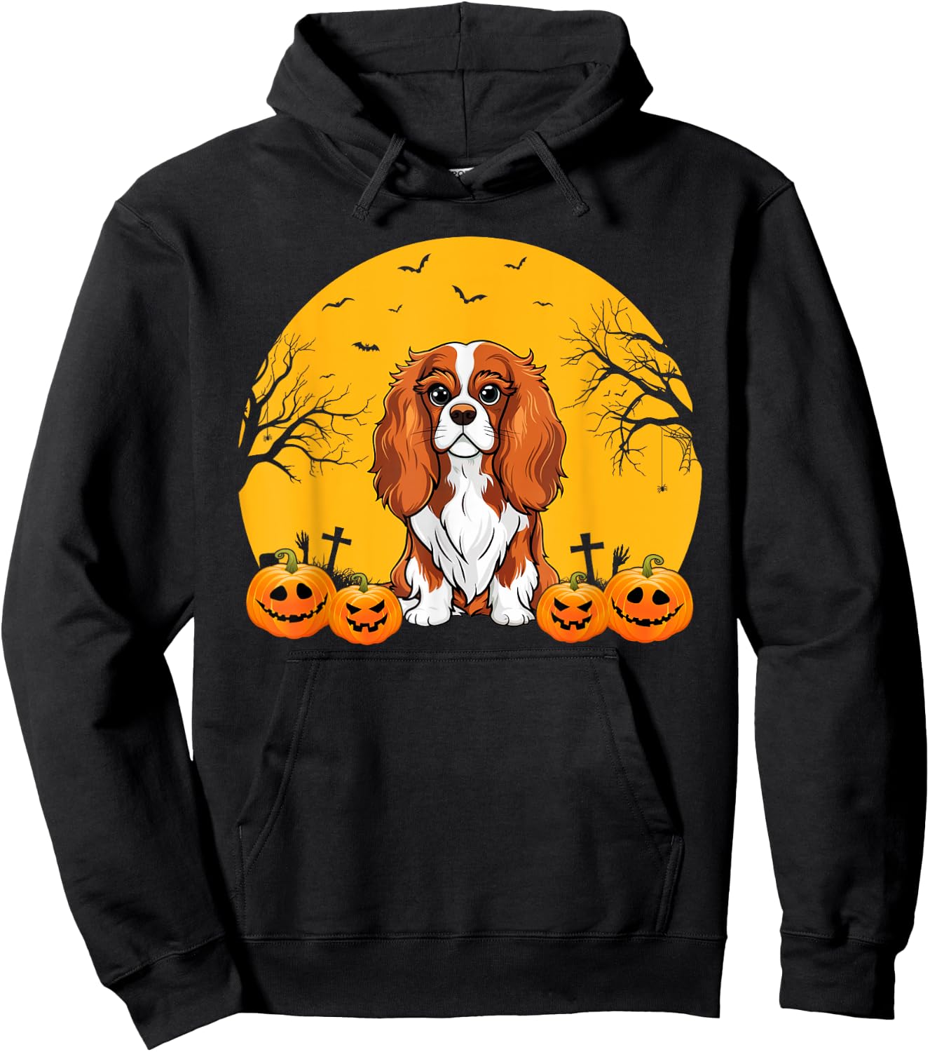 Cavalier King Charles Spaniel Dog Matching Halloween Costume Women Kids Hoodie - Hoodie | Black