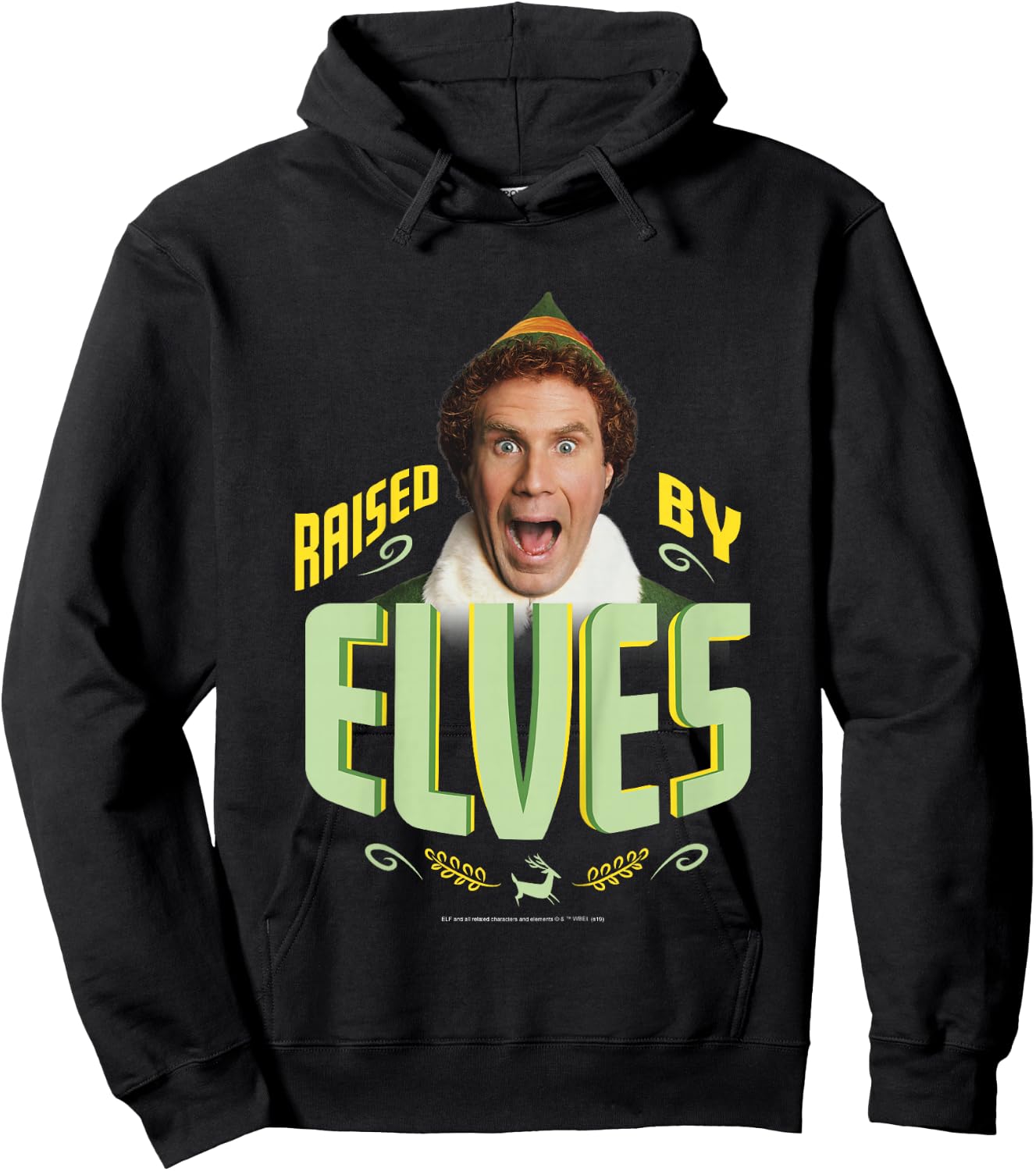Kids Elf Buddy Raised By Elves Screaming Portrait Hoodie - Hoodie | Black