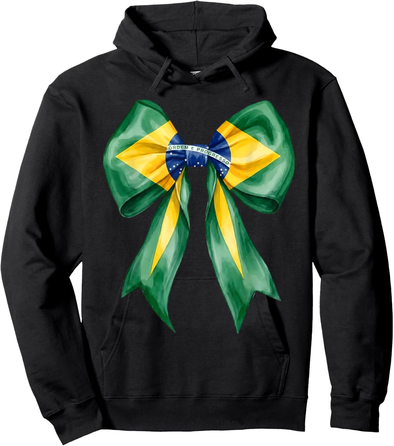 Brazilian Girl Coquette Bow Brasil Brazil Flag Brasileira Hoodie - Hoodie | Black