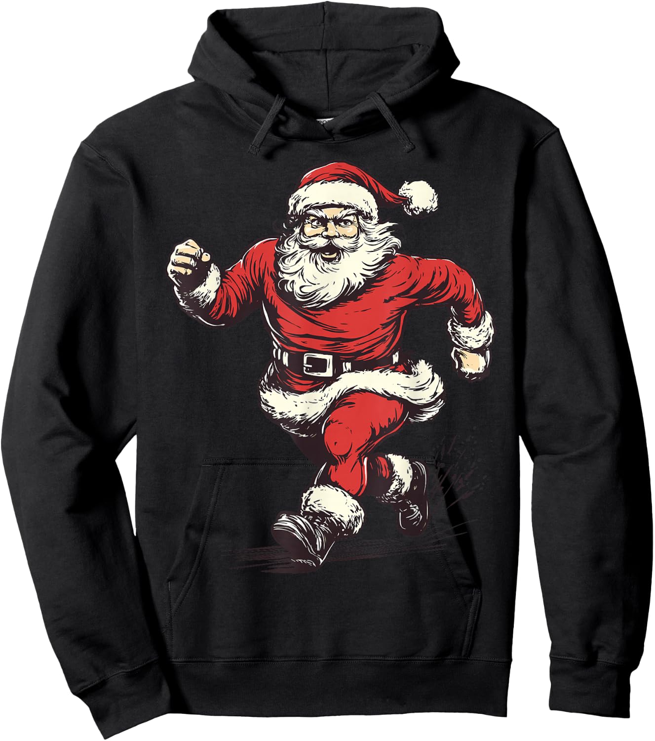 Santa Running Funny Cross Country Runner Christmas Pajama Hoodie - Hoodie | Black