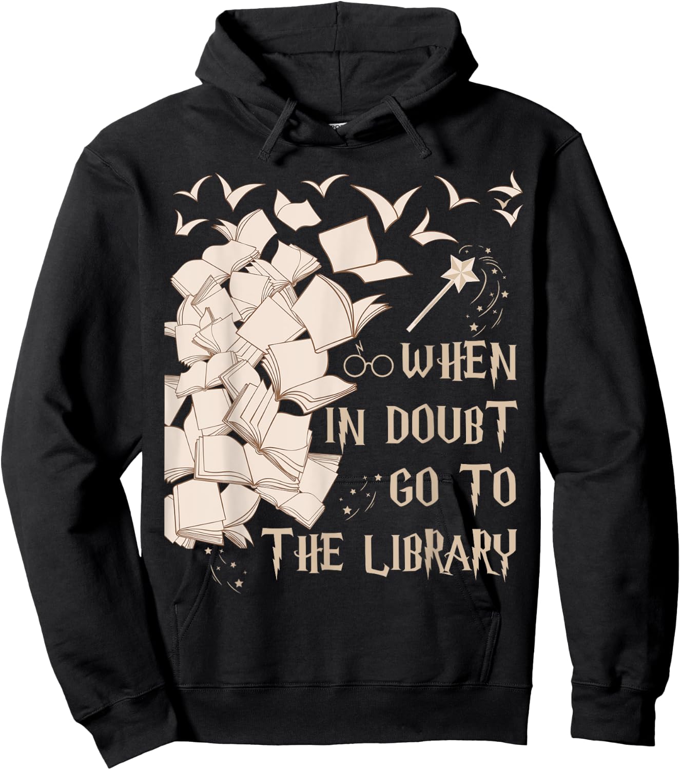 When in Doubt Go to The Library Readers Gift Hoodie - Hoodie | Black