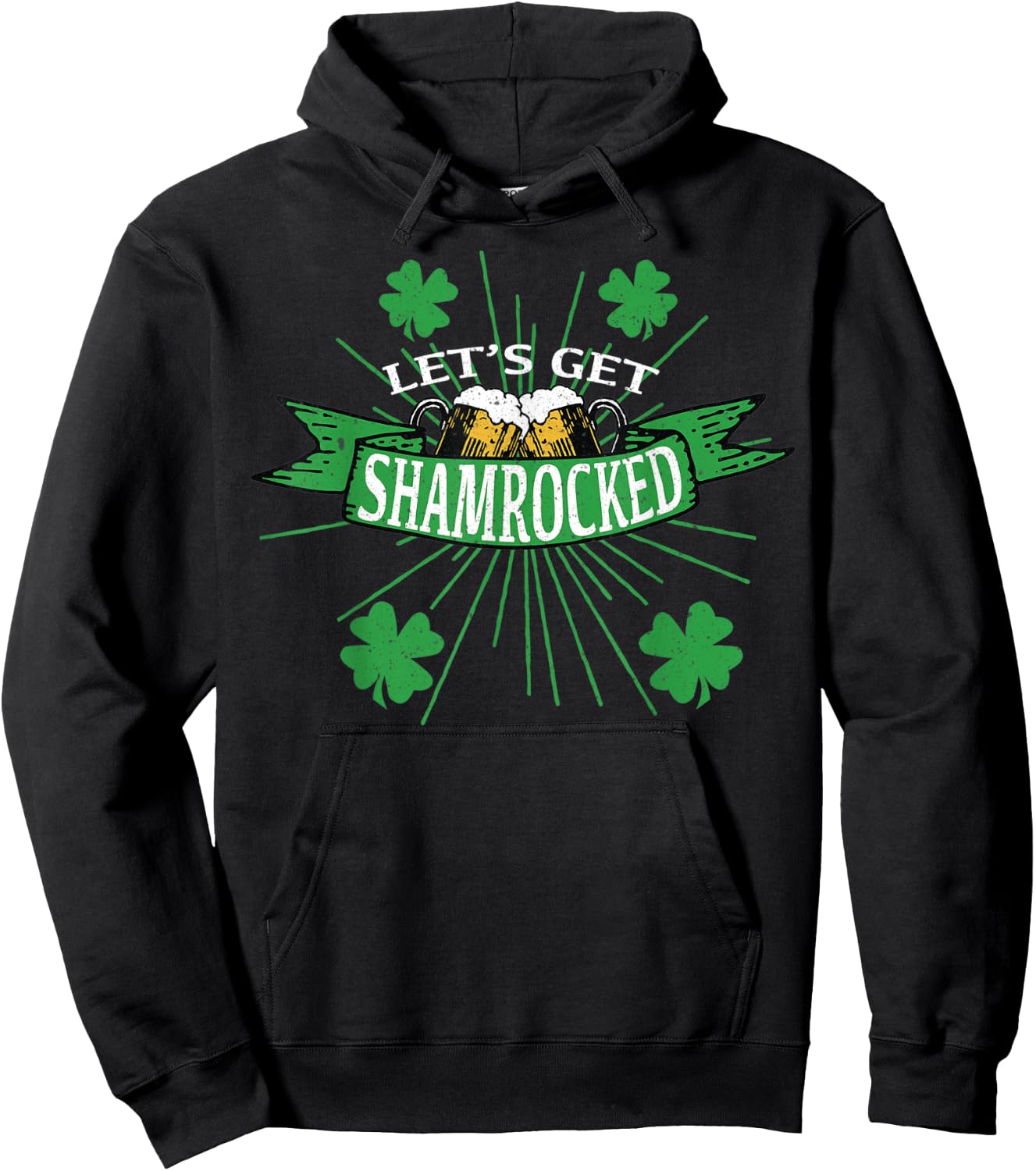 Let's Get Shamrocked St. Patricks Day Drinking T Shirts Hoodie - Hoodie | Black