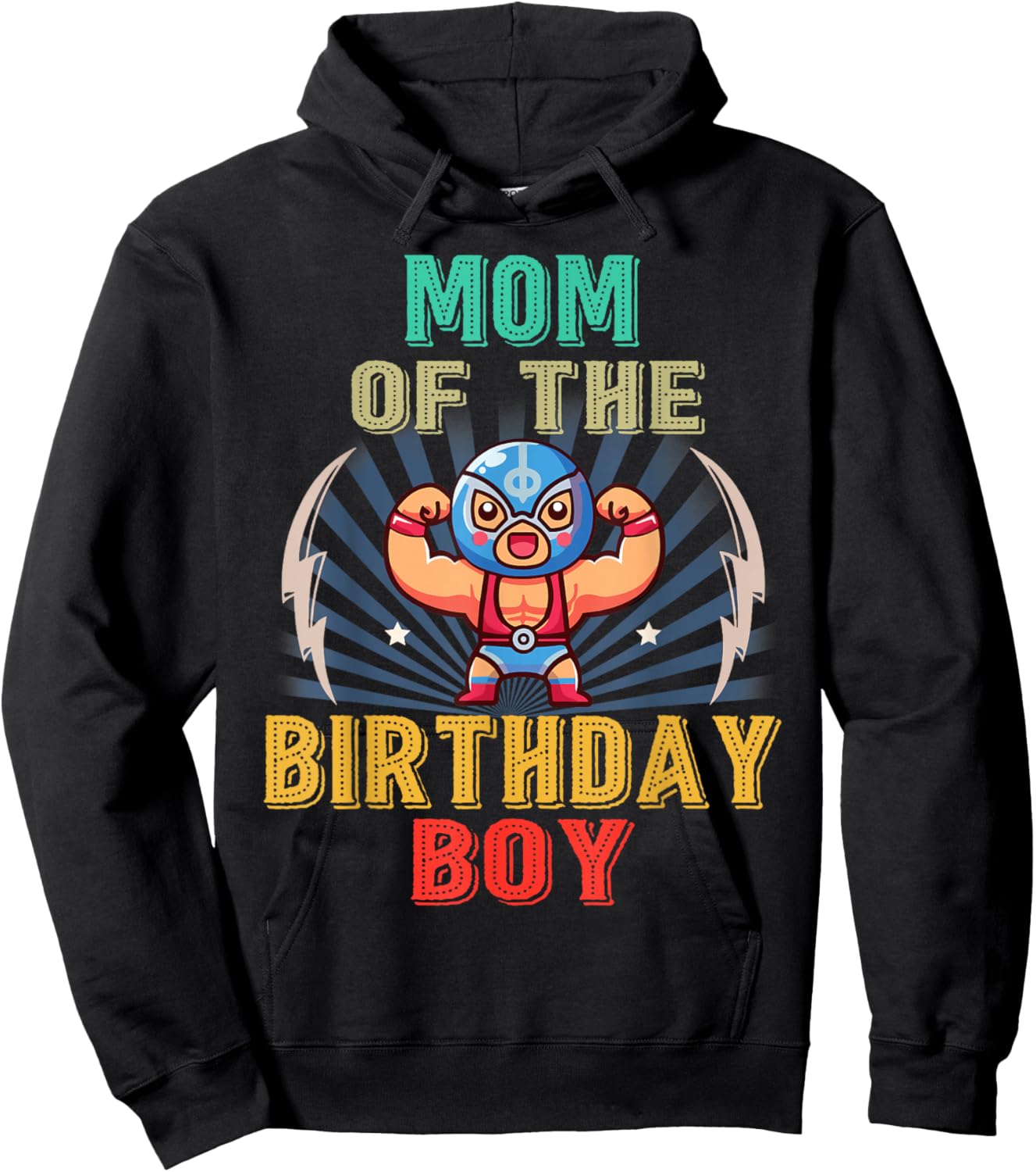 Wrestling Mom of The Birthday Wrestler Men Boy Kid Hoodie - Hoodie | Black