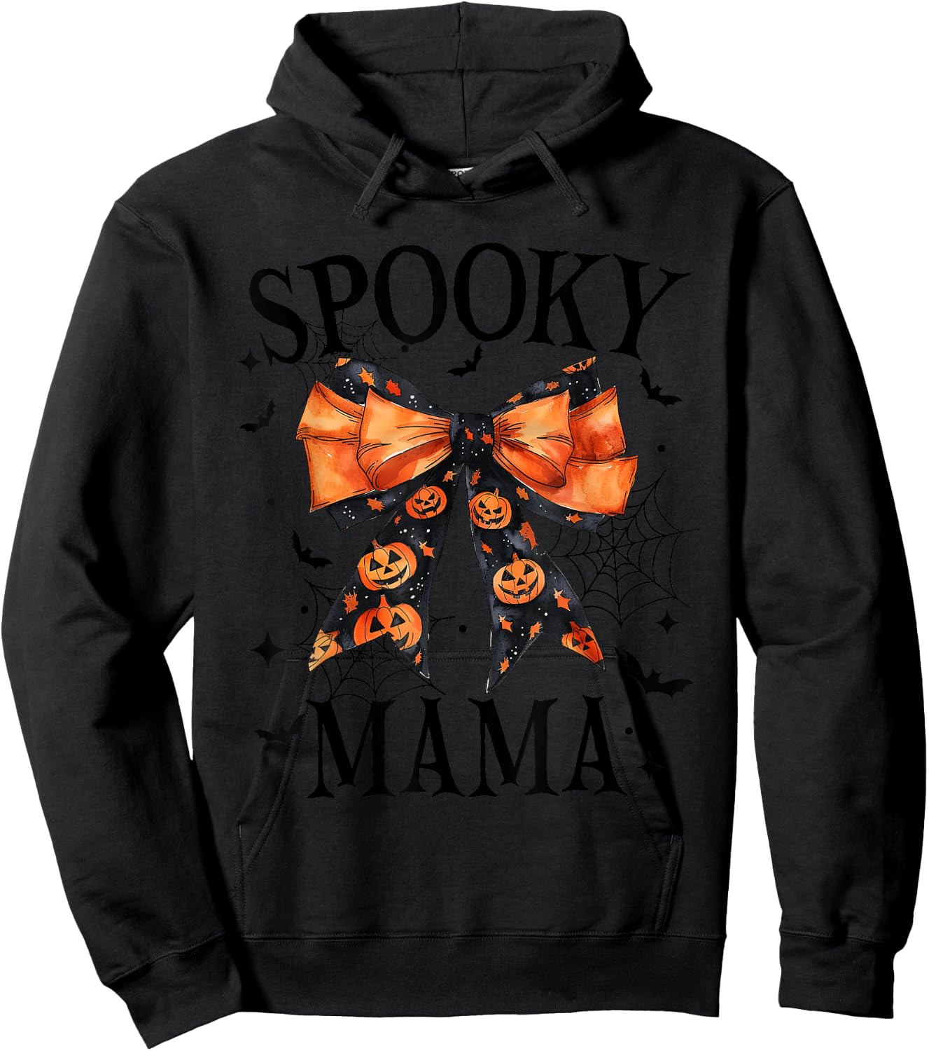 Spooky Mama Coquette Bow Pumpkin Funny Halloween Hoodie - Hoodie | Black