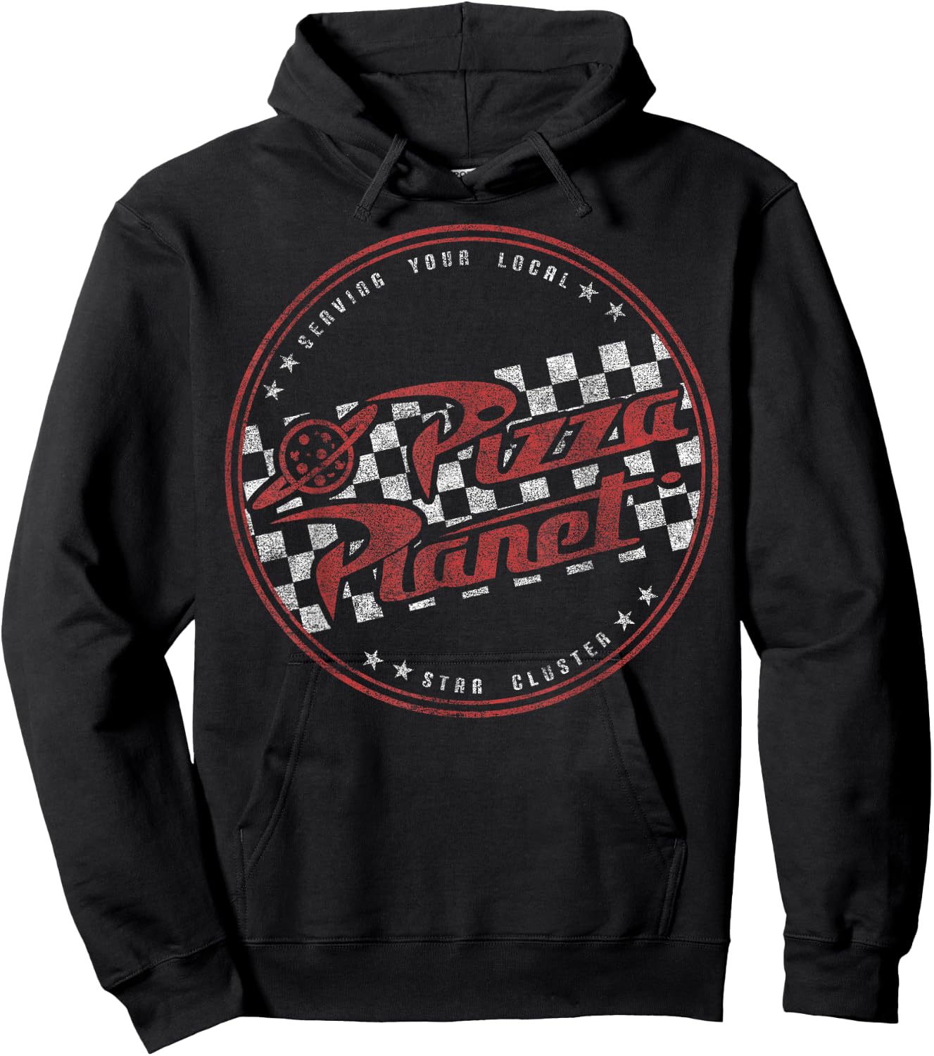 Disney Pixar Toy Story Pizza Planet Checkered Logo Hoodie - Hoodie | Black
