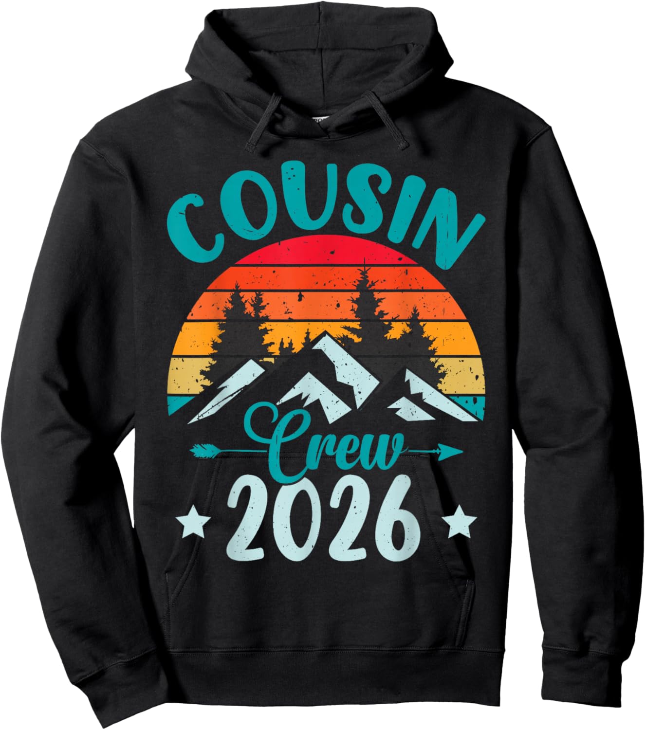 Retro Cousin Crew 2026Vacation Mountain Hoodie - Hoodie | Black