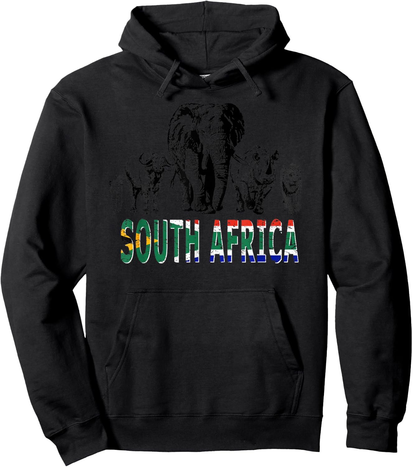 Big-Five South African Pride Artwork for Wildlife Lovers Hoodie - Hoodie | Black