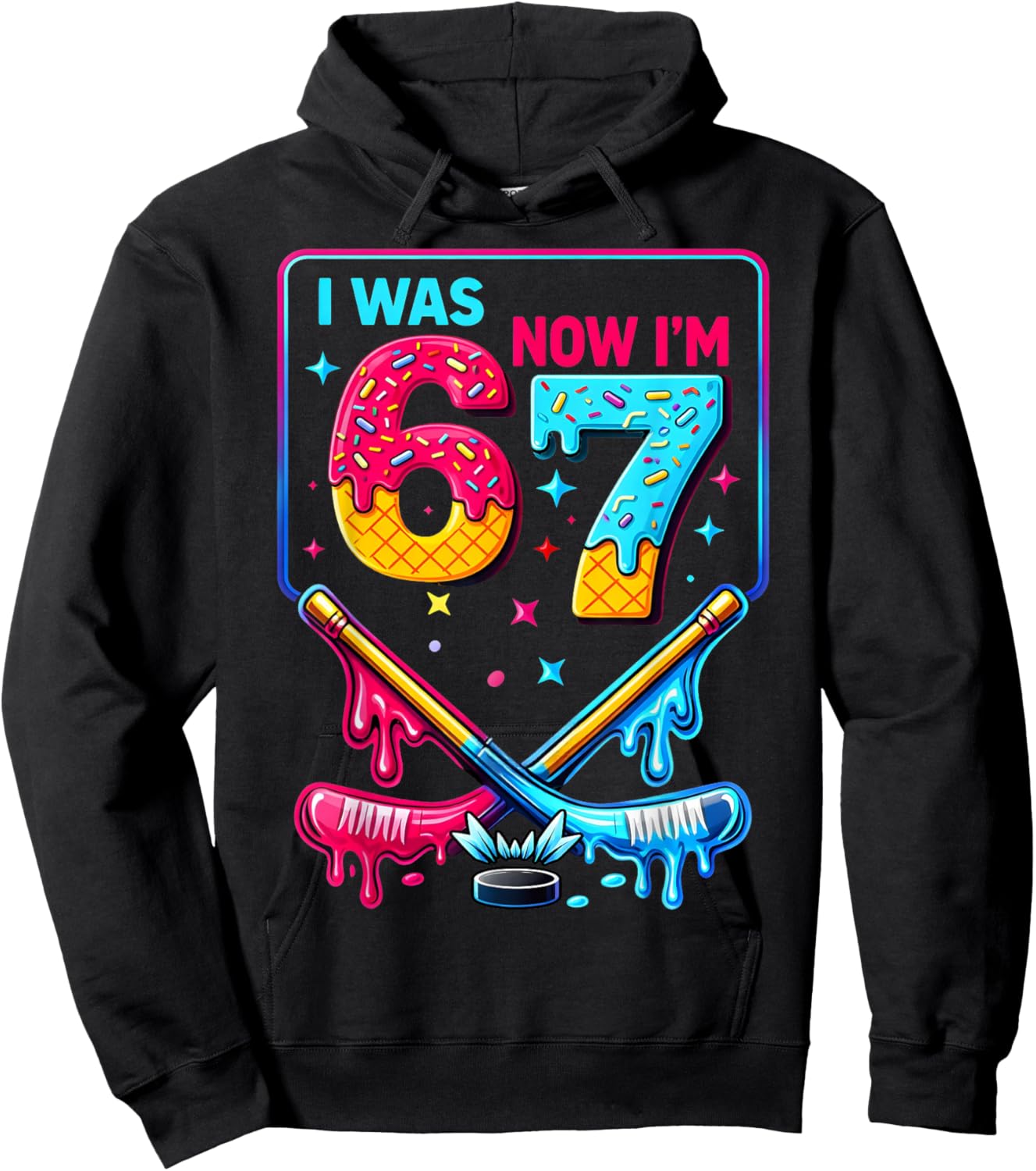 Ice Hockey I was 6 Now I'm 7 Birthday Boys Gifts for Kids Hoodie - Hoodie | Black