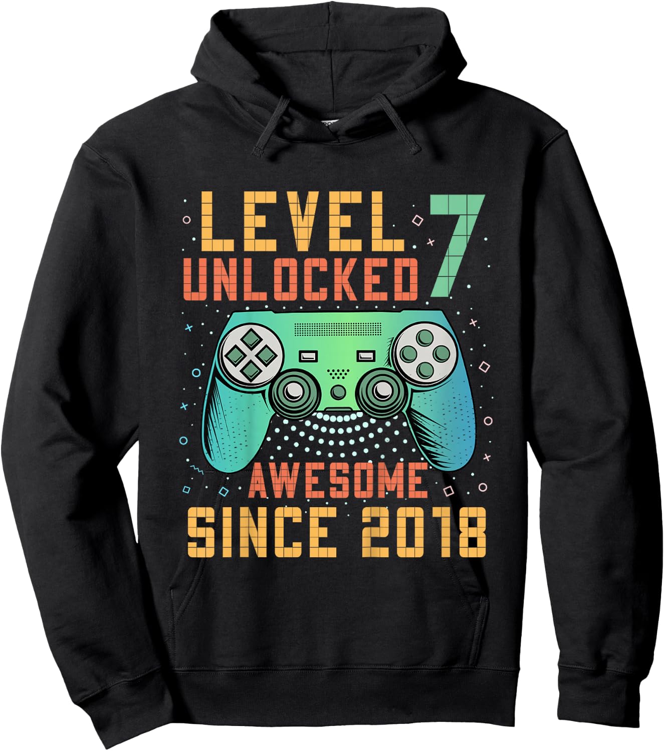 Kids Level 7 Unlocked 7th Birthday 7 Year Old Boy Gifts Gaming Hoodie - Hoodie | Black