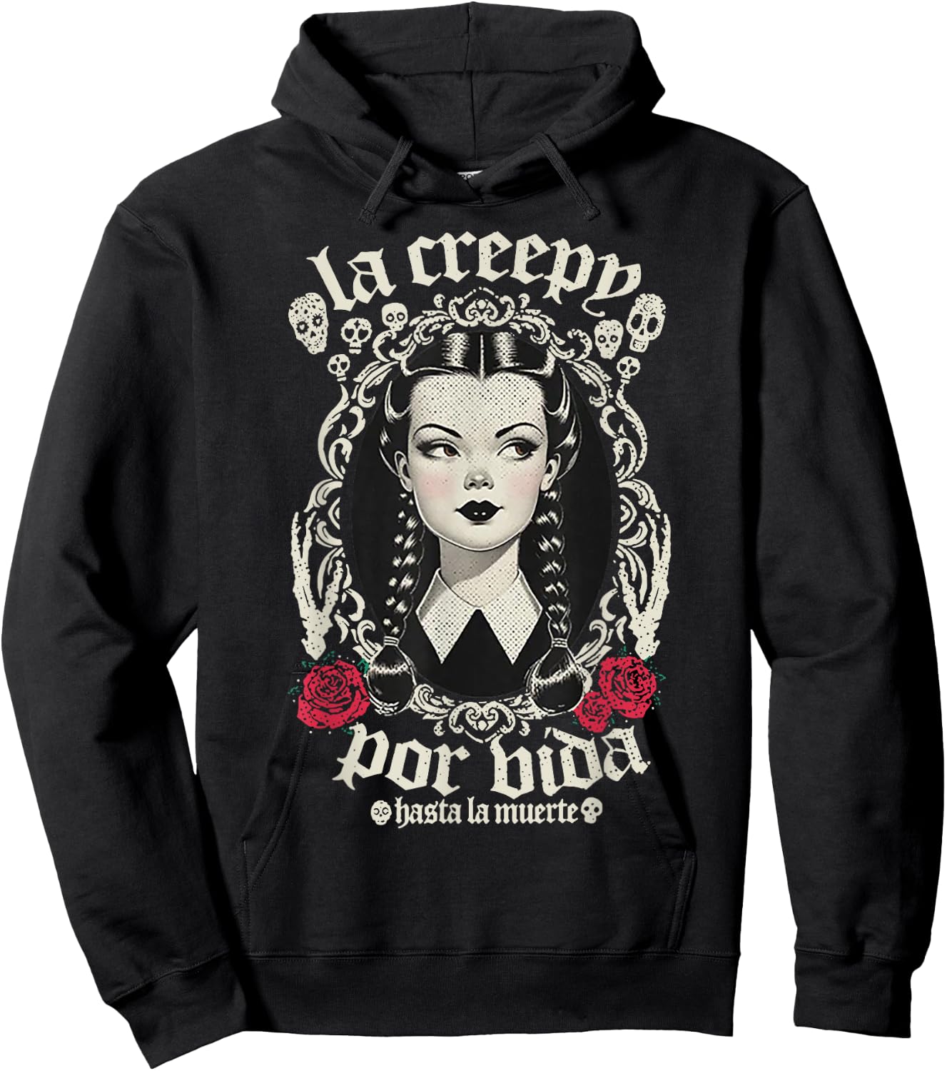 La Creepy Por Vida Goth - -Adults, Black, Small, Short Sleeve, Gothic Mexico Pride Hoodie - Hoodie | Black