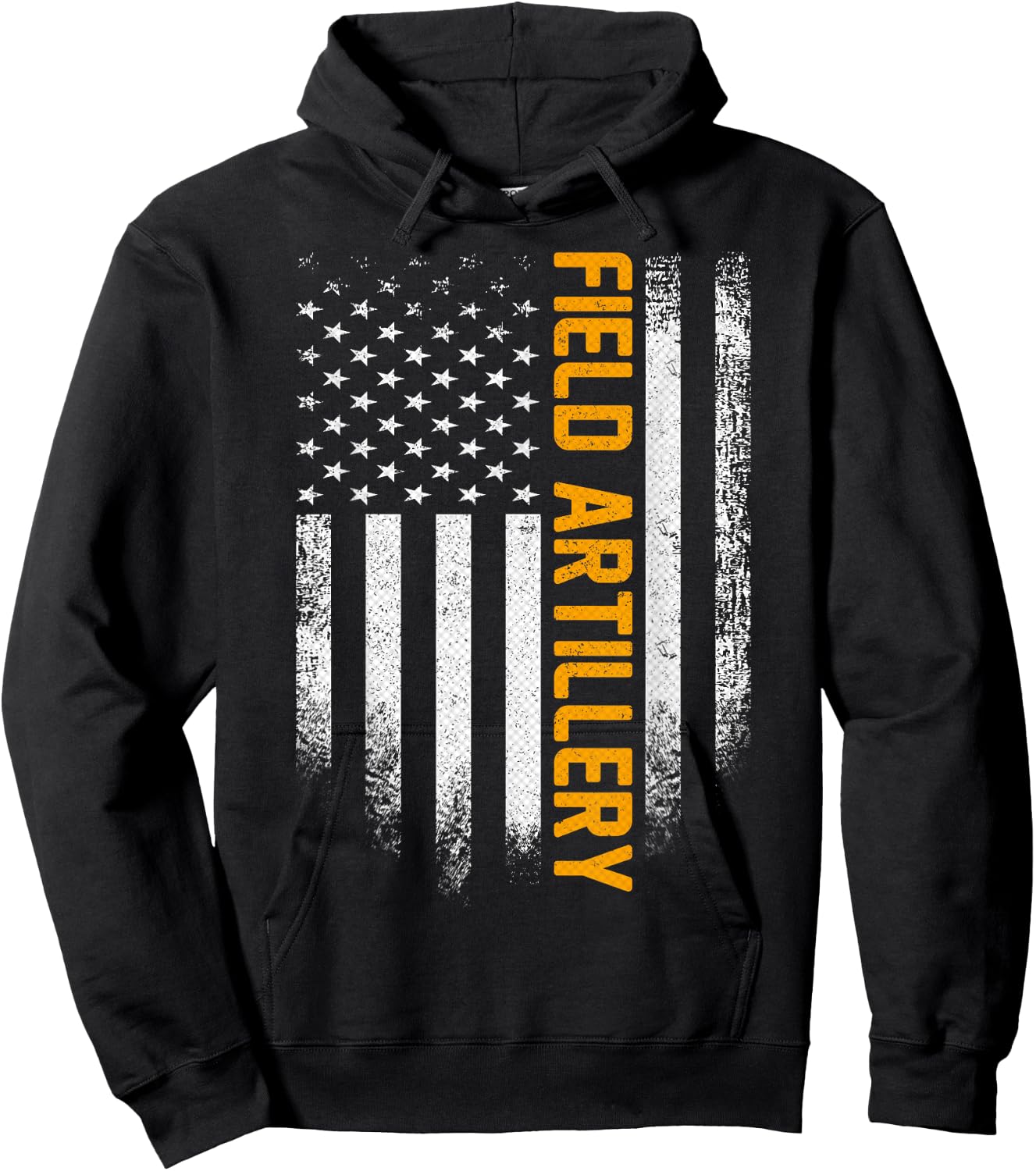 Vintage Field Artillery Distressed American Flag Patriotic Hoodie - Hoodie | Black