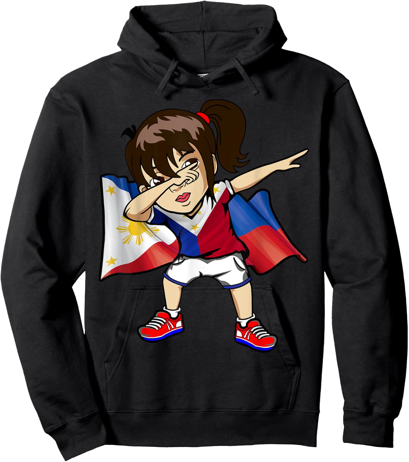Dabbing Girl Philippine Flag Filipino Meme Jersey Dab Hoodie - Hoodie | Black