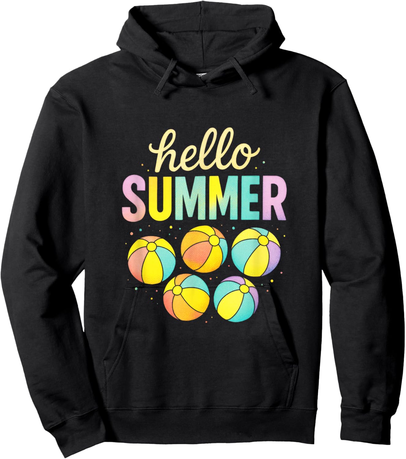 Hello Summer - Beach Balls Retro Fun Hoodie - Hoodie | Black