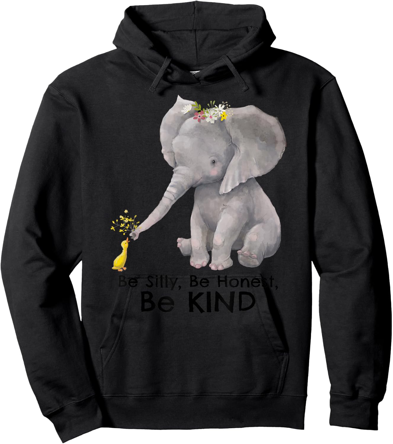 Cute Elephant Duck Motivational Kindness Positive Message Hoodie - Hoodie | Black