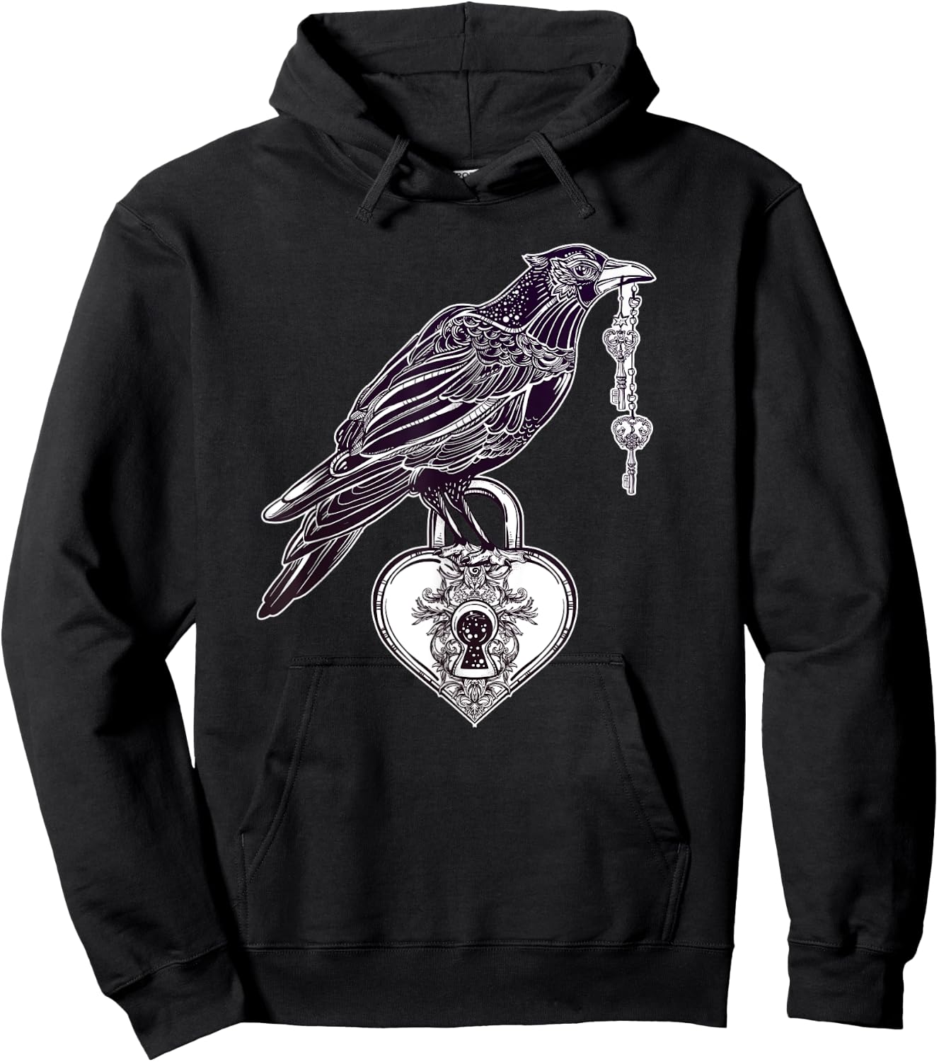 Stay Weird - Raven with Heart - Vintage Engraving Hoodie - Hoodie | Black