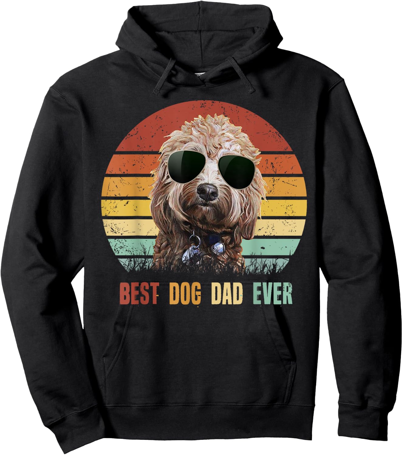 Vintage Best Dog Dad Ever Poodle Father's Day Gifts Hoodie - Hoodie | Black