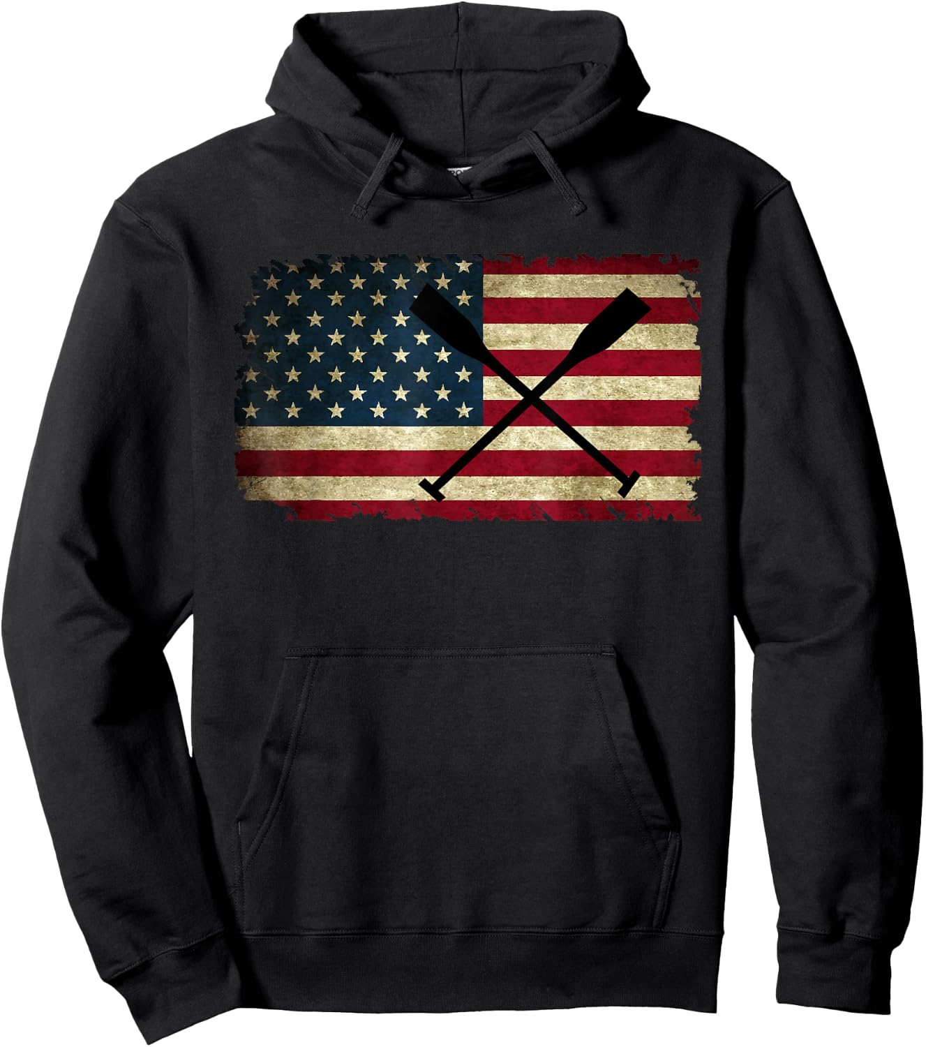 College Rowing Crew Row Team Oars American Flag Rower Women Kids Men Hoodie - Hoodie | Black