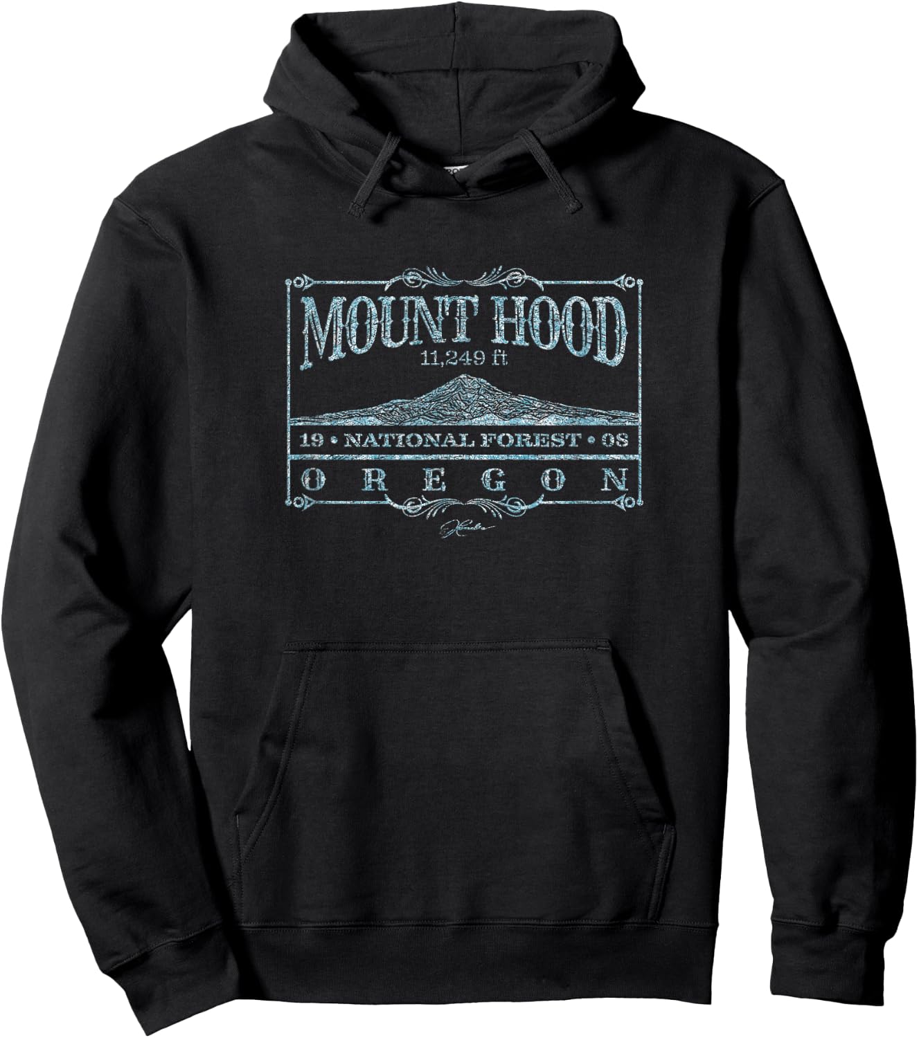 JCombs: Mount Hood National Park, OR (Distressed) Hoodie - Hoodie | Black