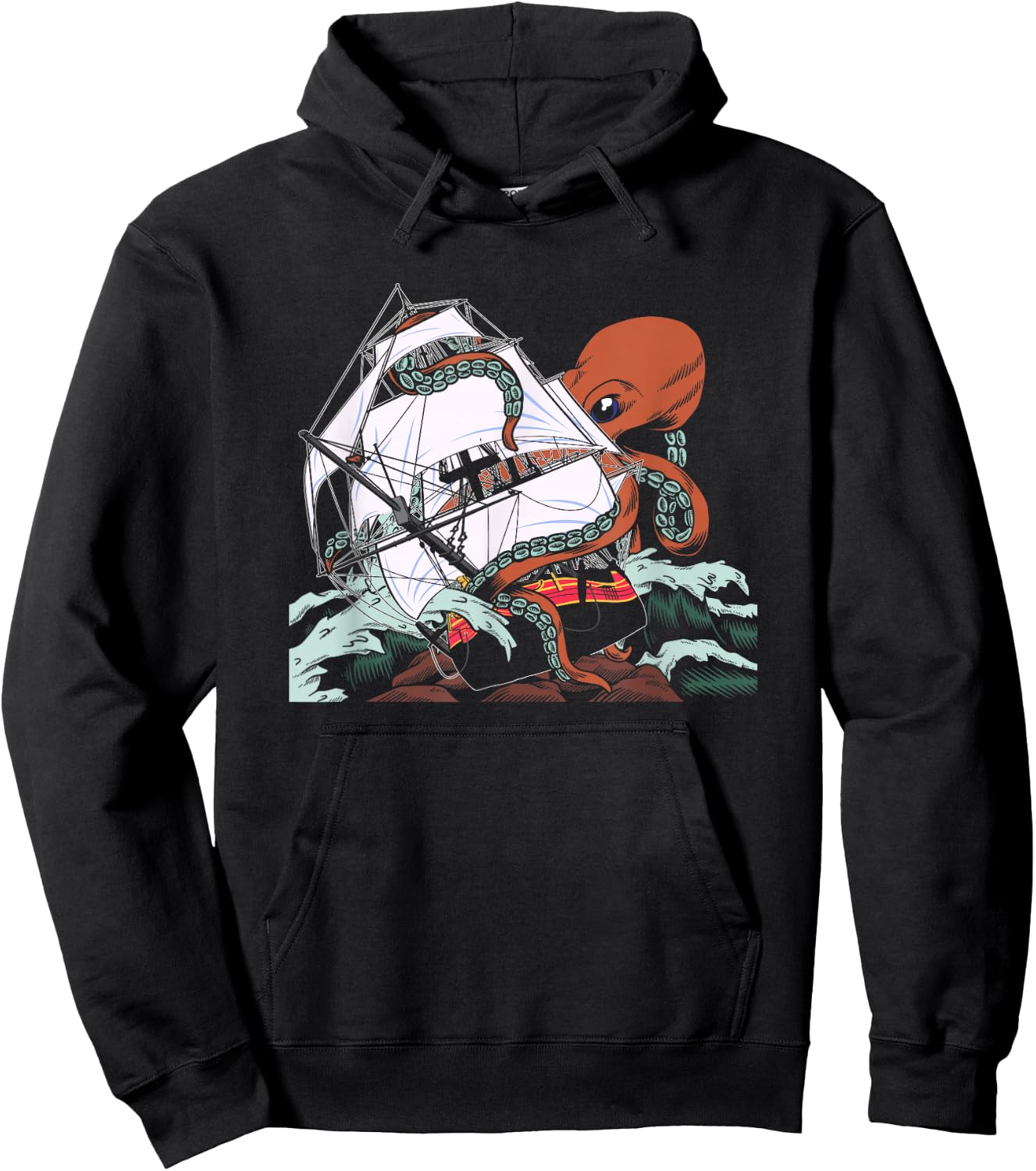 The Kraken - Sea Monster Octopus Shipwreck Hoodie - Hoodie | Black