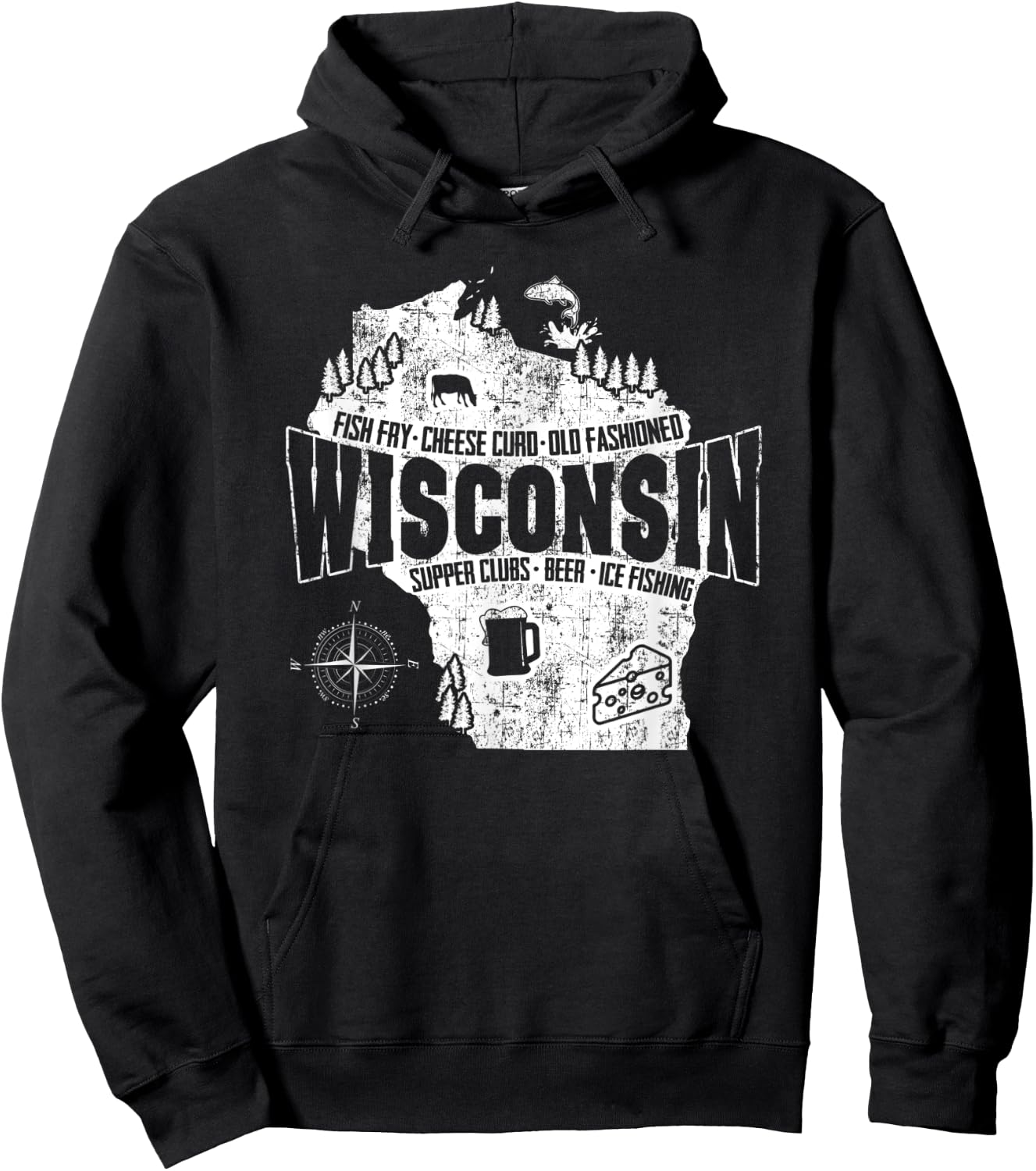 Vintage Wisconsin Shirt -I love Wisconsin Hoodie - Hoodie | Black