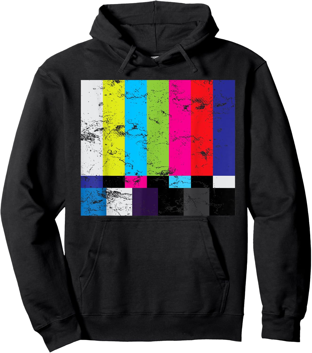 TV Color Bars Shirt Television Test Pattern Monitor Gift Hoodie - Hoodie | Black