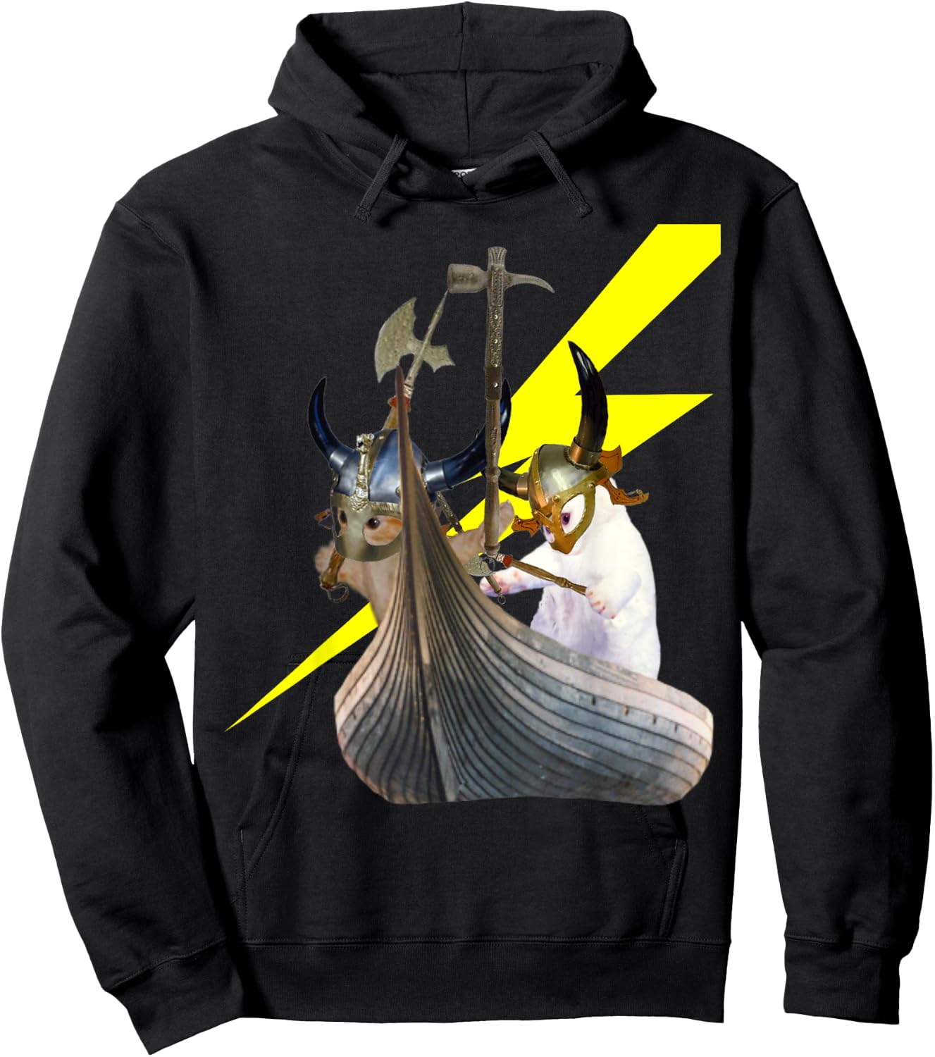 Viking Kittens in their longboat Hoodie - Hoodie | Black