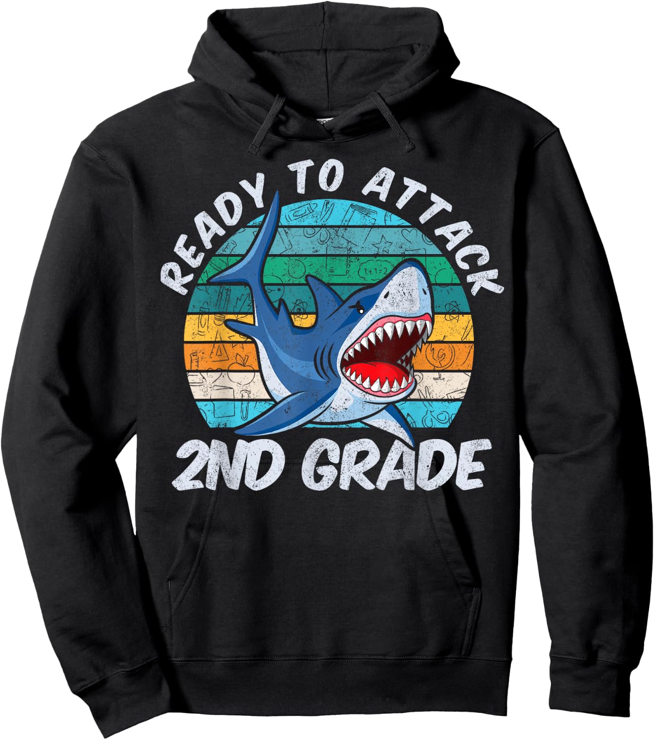 Ready To Attack 2nd Grade Shark Gift Back to School Hoodie - Hoodie | Black