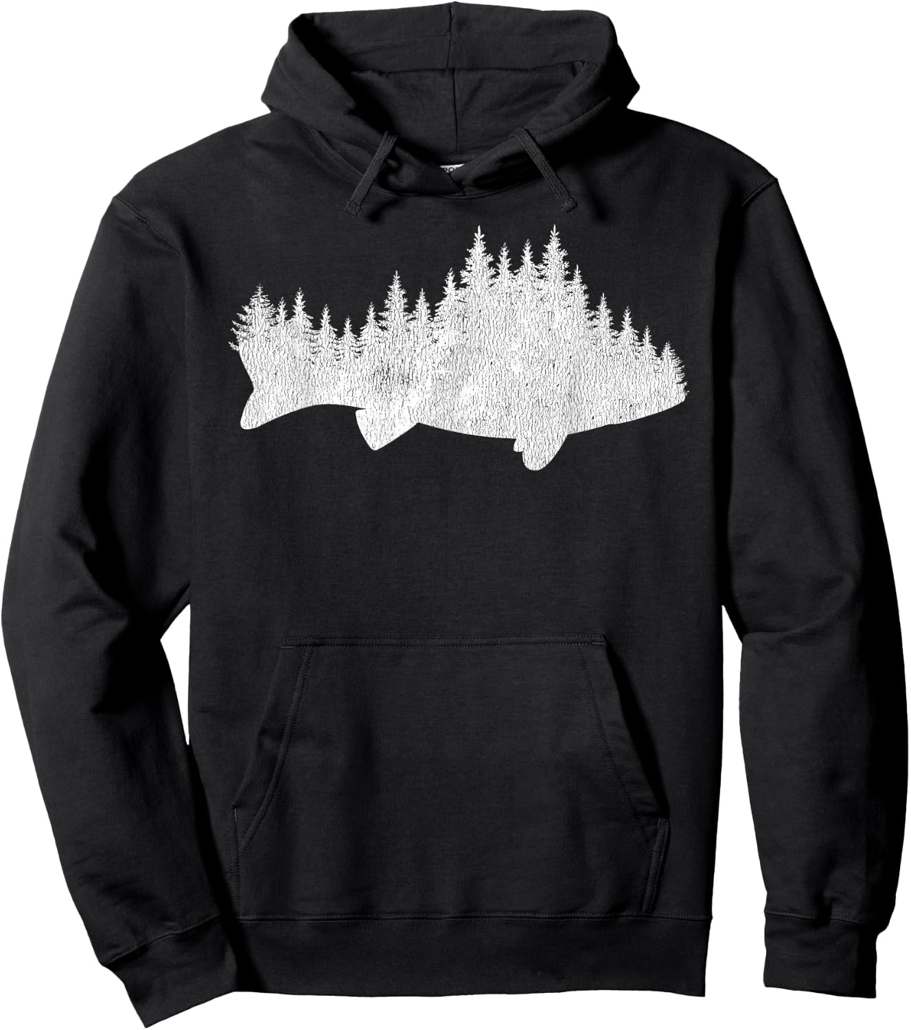 Walleye Fishing Sauger Fisherman Pine Forest Treeline Hoodie - Hoodie | Black