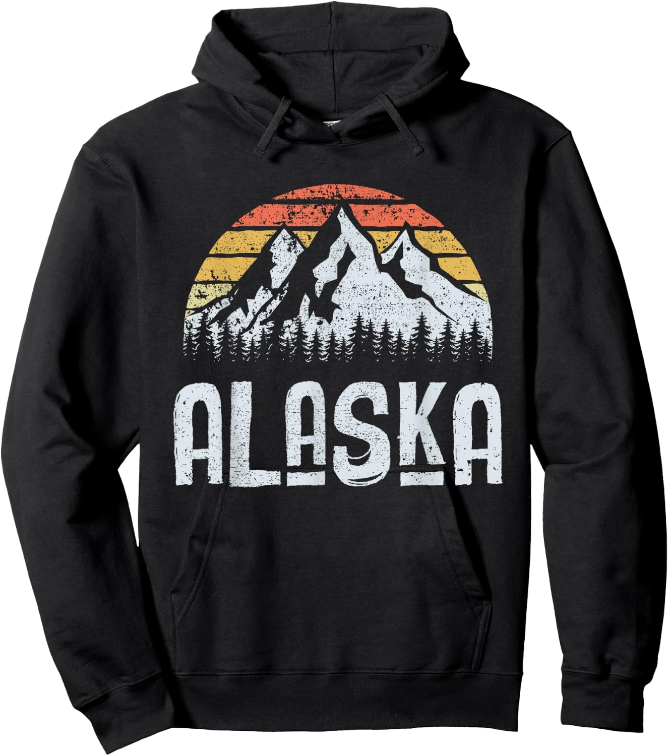 Vintage Retro Alaska Mountain Sunrise Hoodie - Hoodie | Black