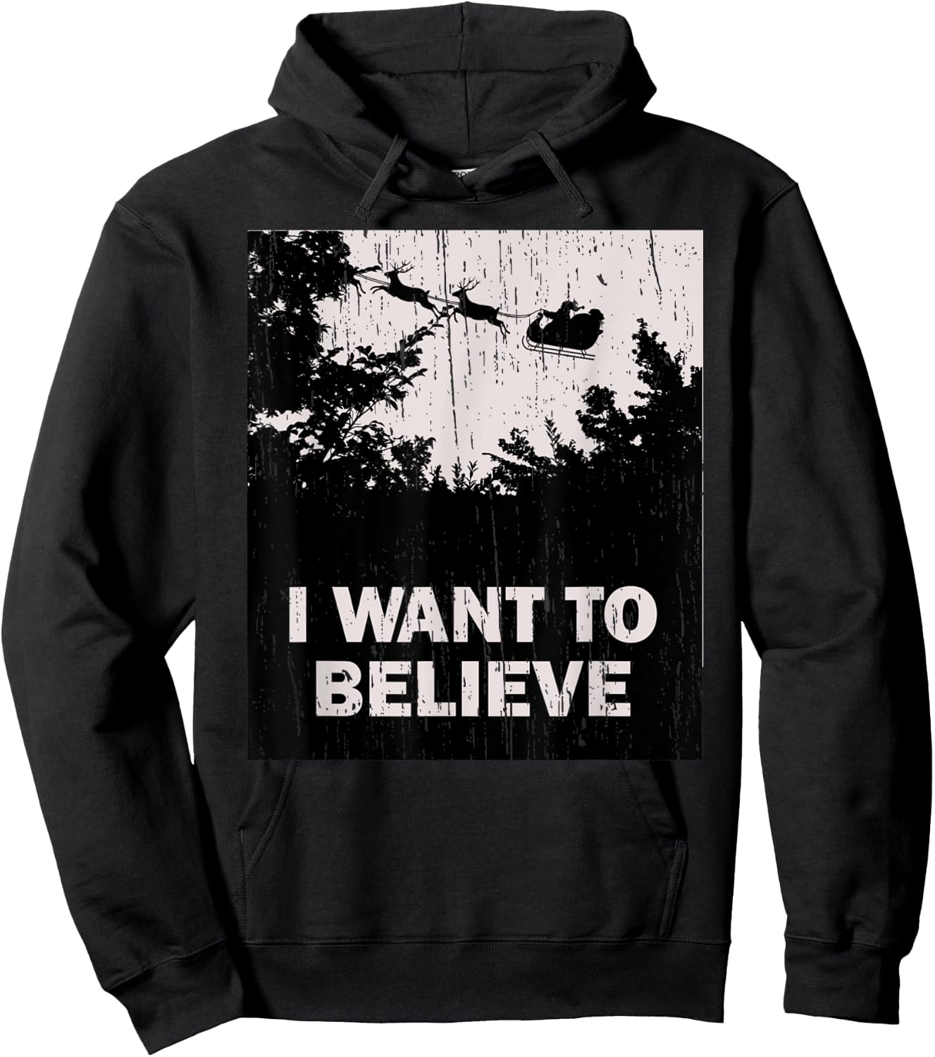 Funny Christmas "I Want To Believe" T shirt with Santa Claus Hoodie - Hoodie | Black