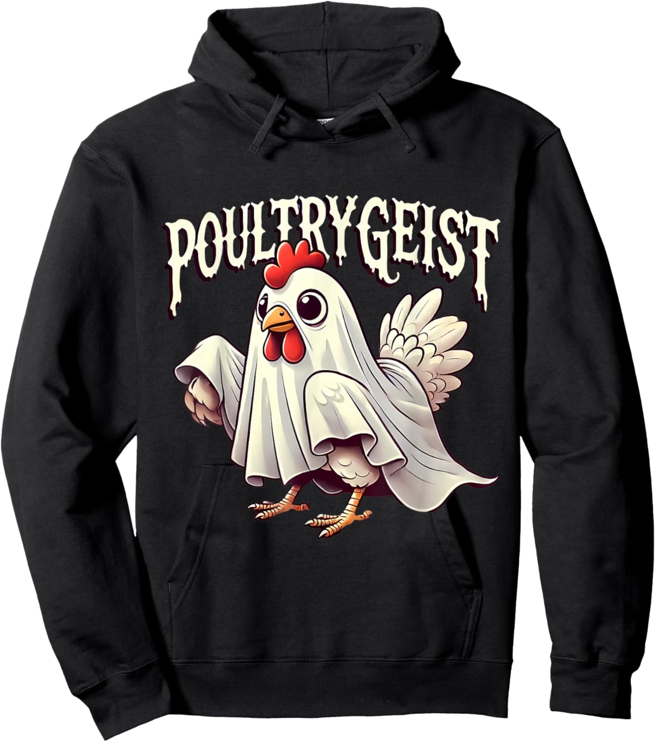 Chicken Ghost Poultrygeist Funny Halloween Farmer Hoodie - Hoodie | Black