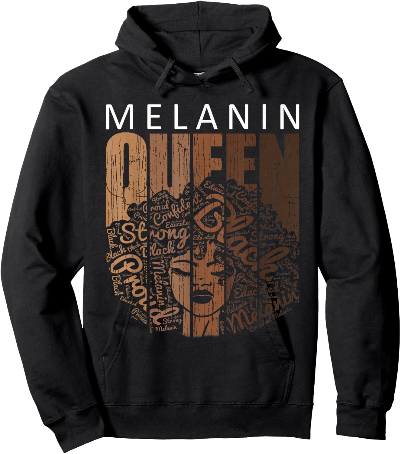 Afro Melanin Queen Strong Black Natural African American Hoodie - Hoodie | Black
