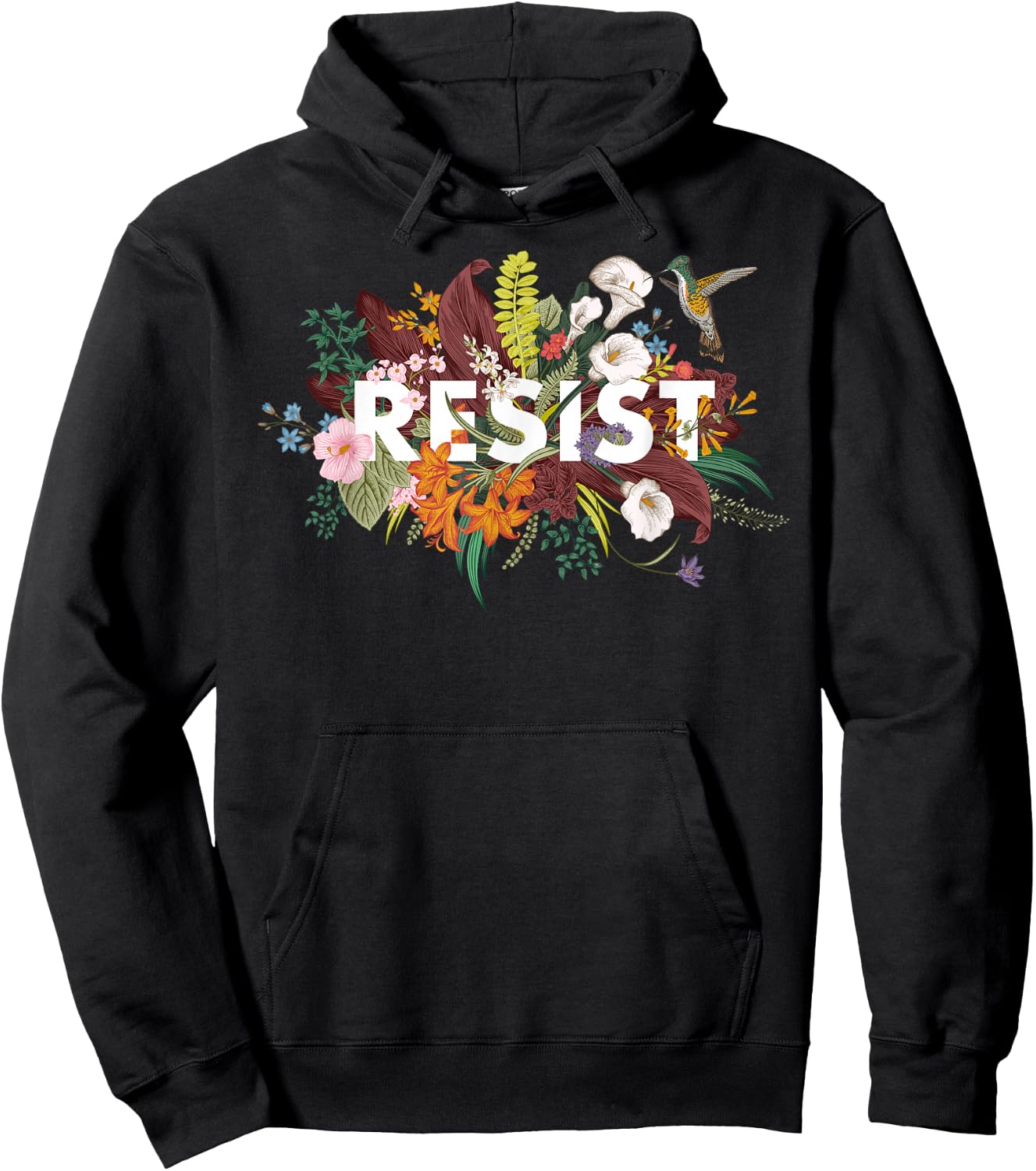 Resist Floral Anti Trump Political Protest Hoodie - Hoodie | Black