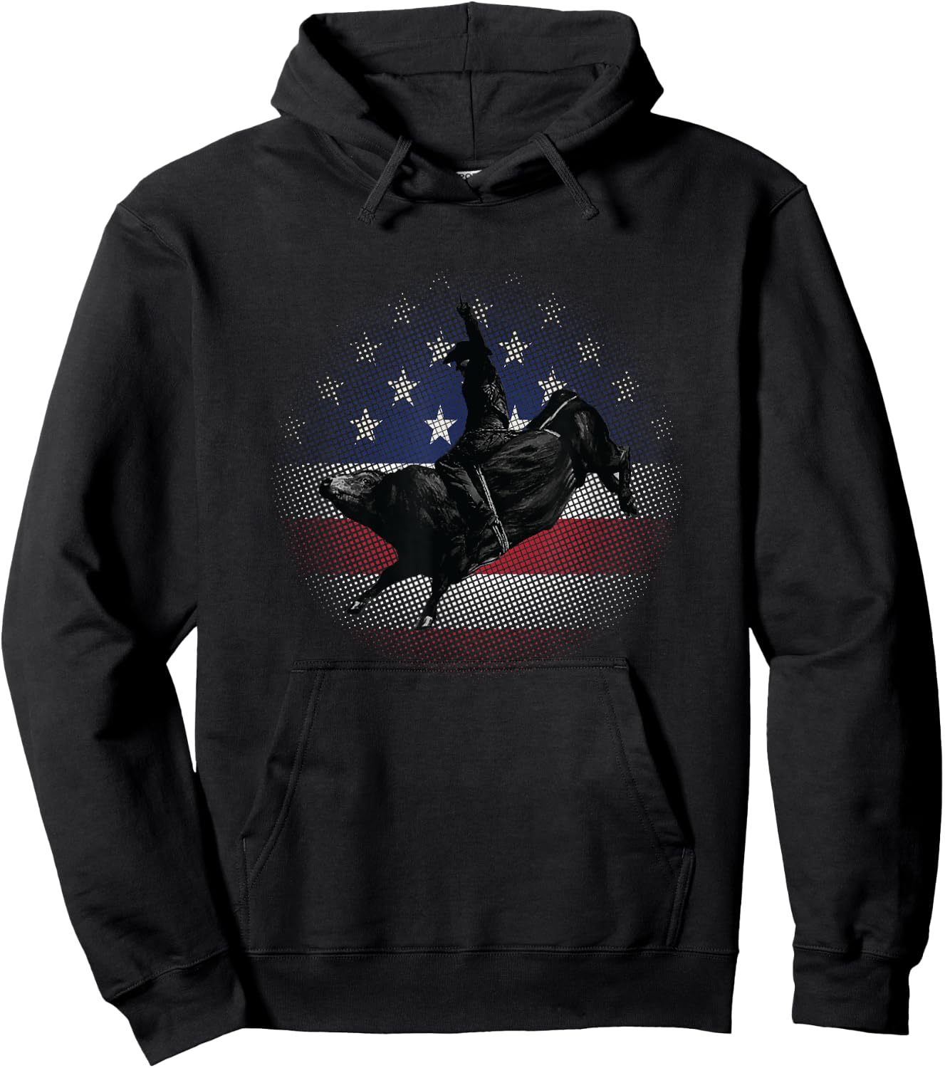 Bull Riding USA Flag Rodeo Gift Cowboys Hoodie - Hoodie | Black