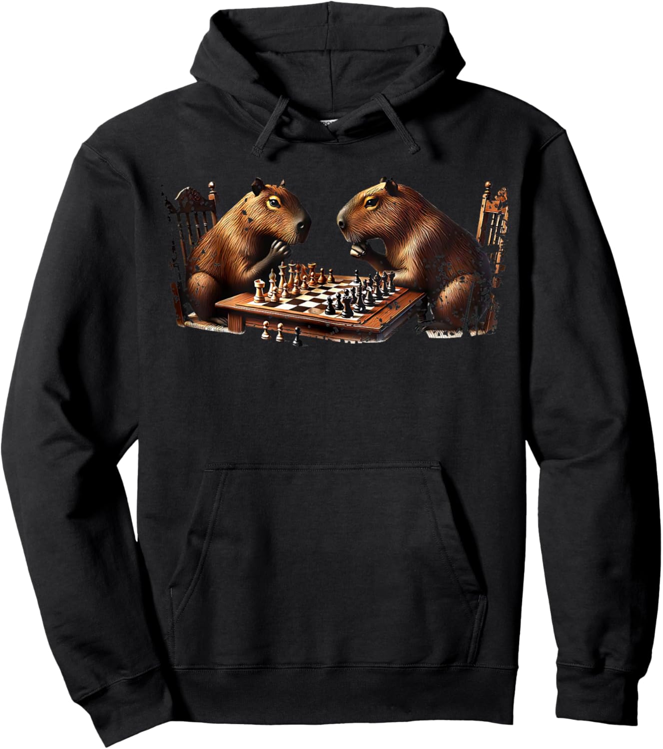 Capybara Playing Chess Rodent For Costume Chess Lover Hoodie - Hoodie | Black
