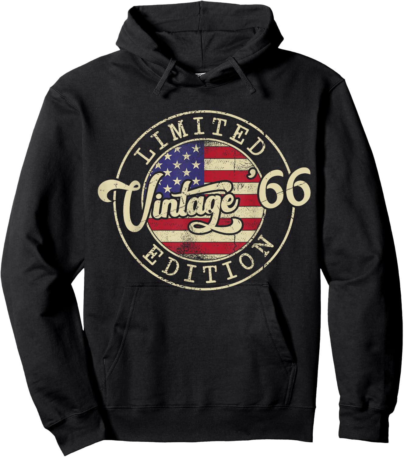 Vintage 1966 US Flag 60 Year Old 60th Birthday Men Women Hoodie - Hoodie | Black